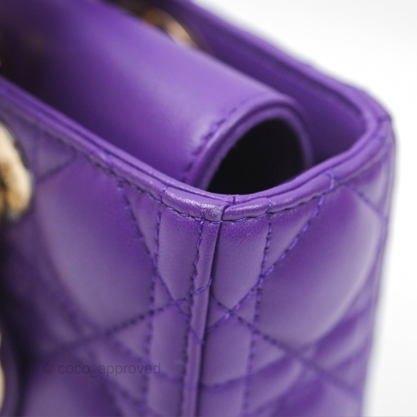 Dior Small Lady D-Joy Bag Purple Lambskin Cannage Gold Hardware
