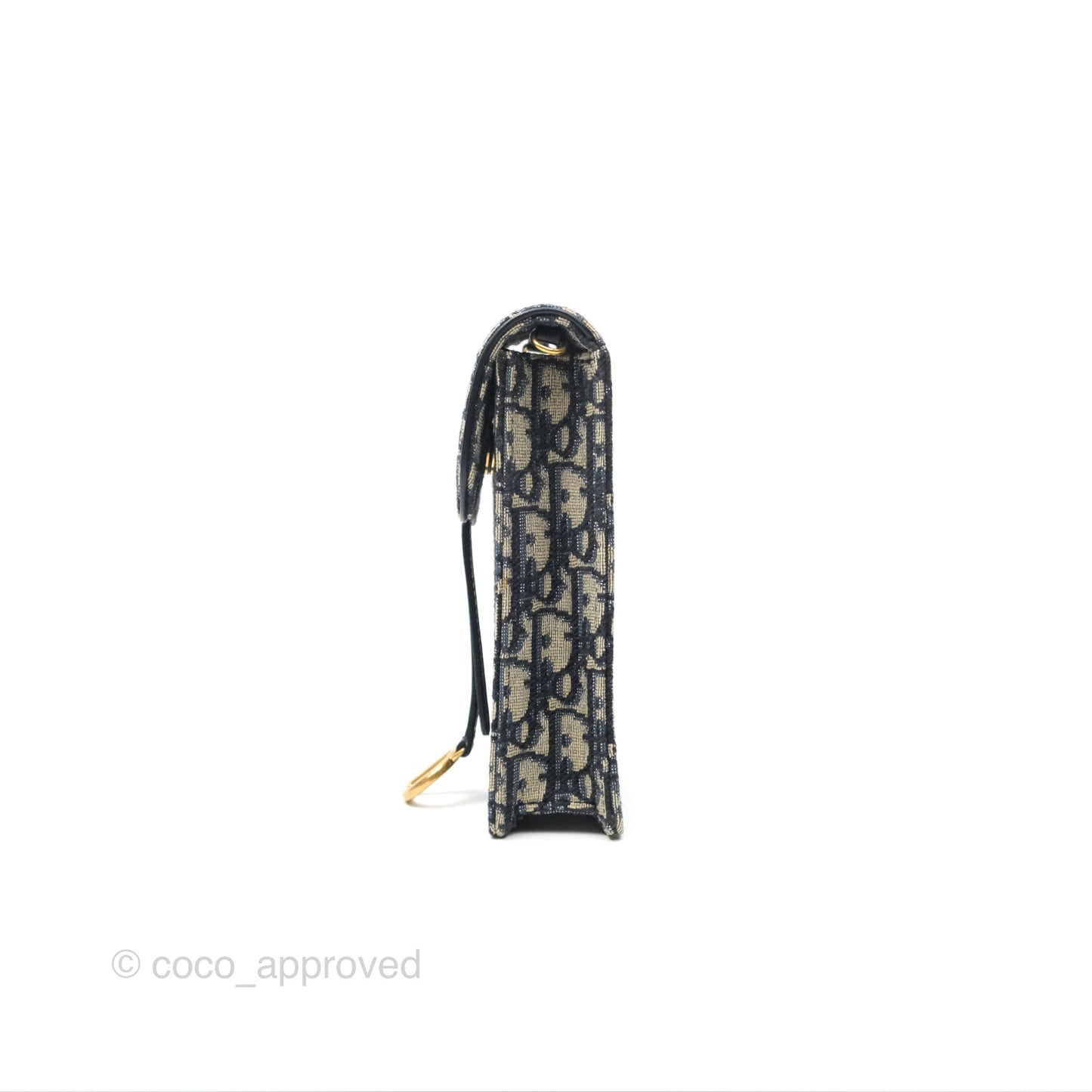 Dior Vertical Saddle Phone Holder Navy Oblique Canvas