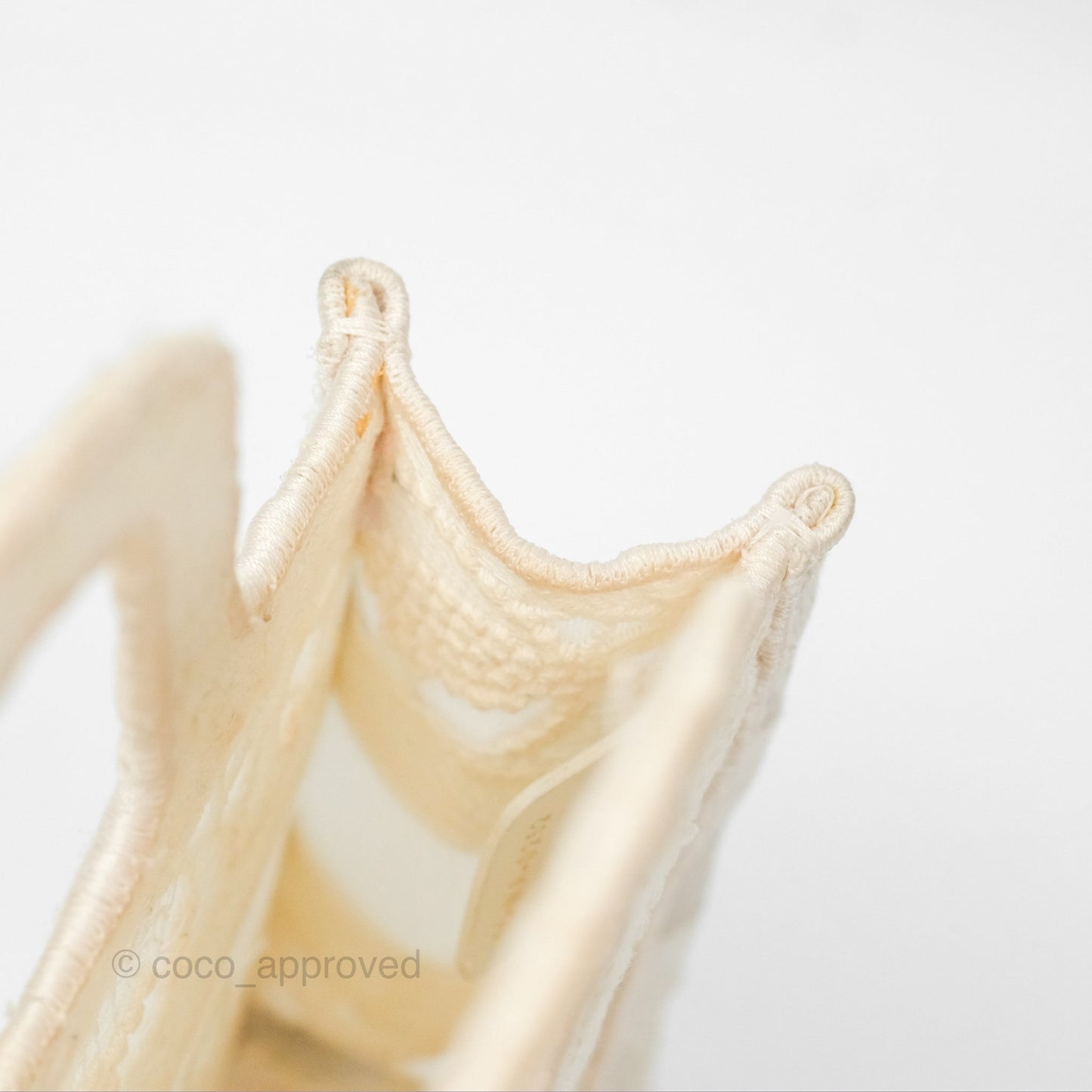 Dior Mini Book Tote Natural Macramé-Effect Embroidery