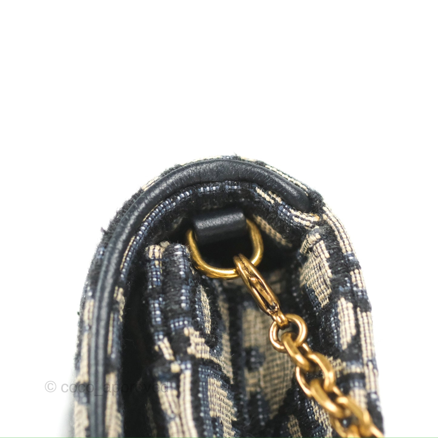 Christian Dior Saddle Chain Pouch Navy Oblique Jacquard