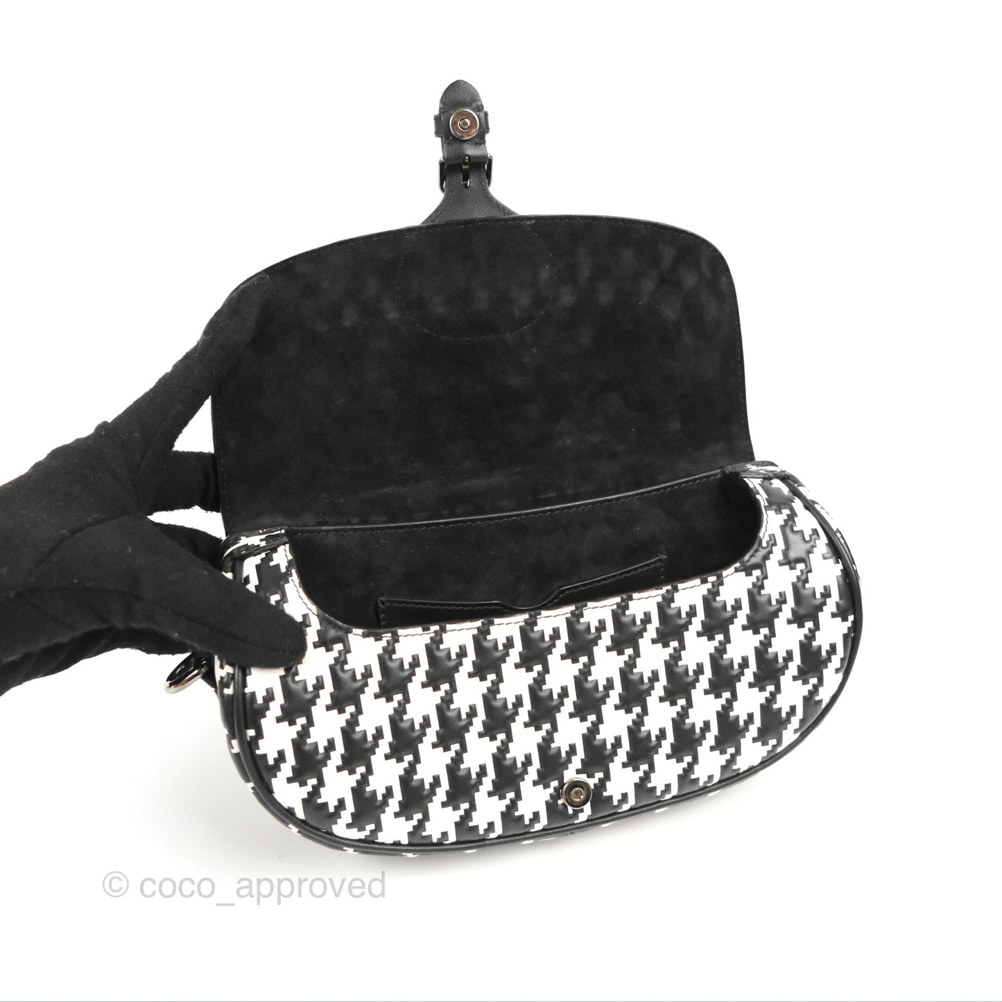 Christian Dior Bobby East-West Bag Black And White Houndstooth Embossed Calfskin