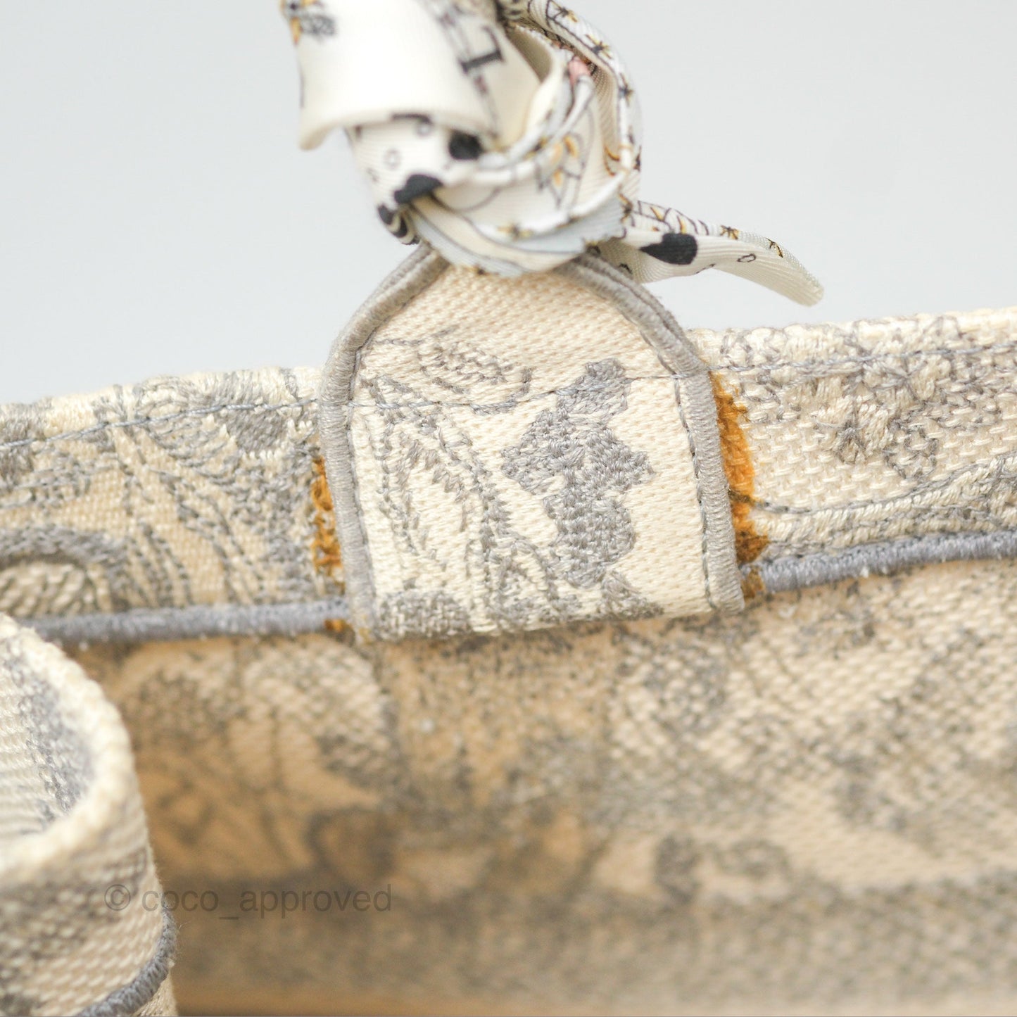 Christian Dior Medium (Old Small) Book Tote Embroidered Toile De Jouy Light Grey Canvas