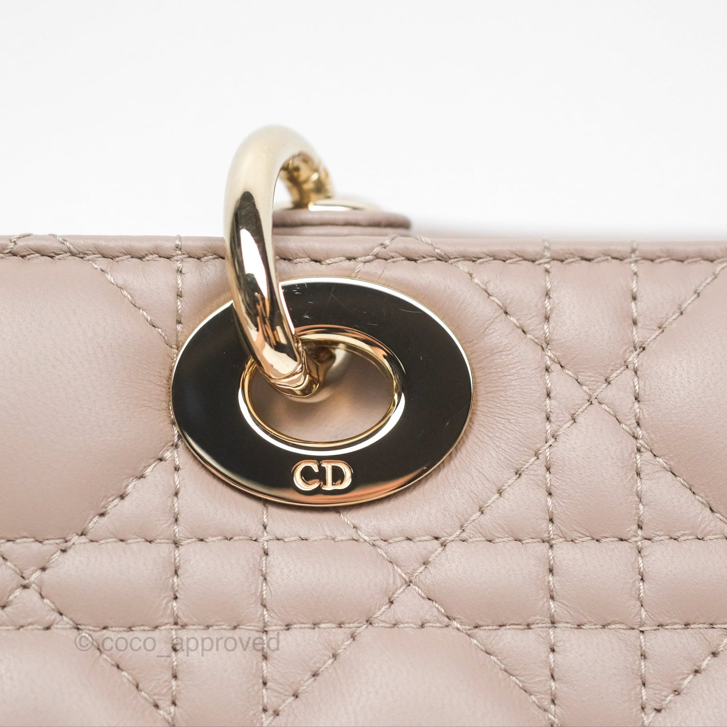 Christian Dior Medium Lady D-Joy Bag Warm Taupe Lambskin Gold Hardware