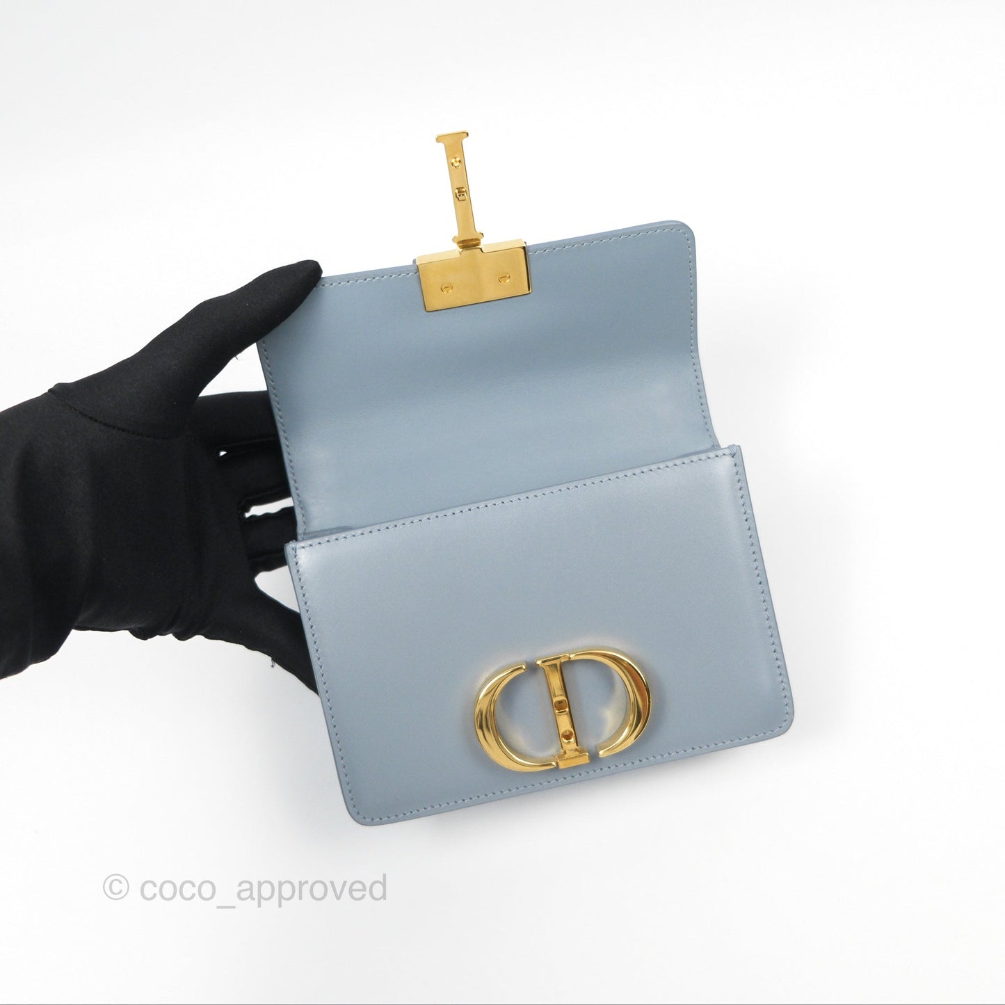 Christian Dior Micro 30 Montaigne Flap Bag Blue Grey Smooth Calfskin