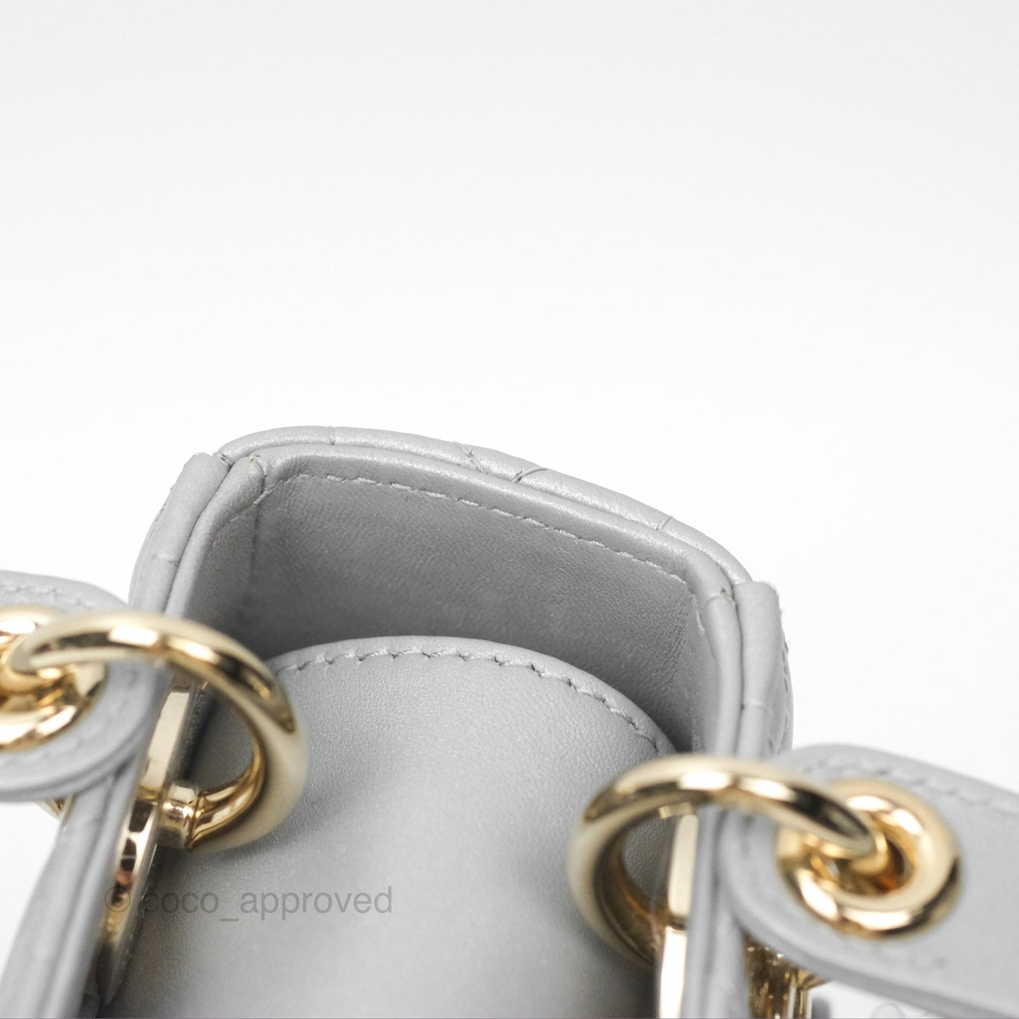 Christian Dior Mini Lady Dior Opaline Gray Pearlescent Cannage Lambskin