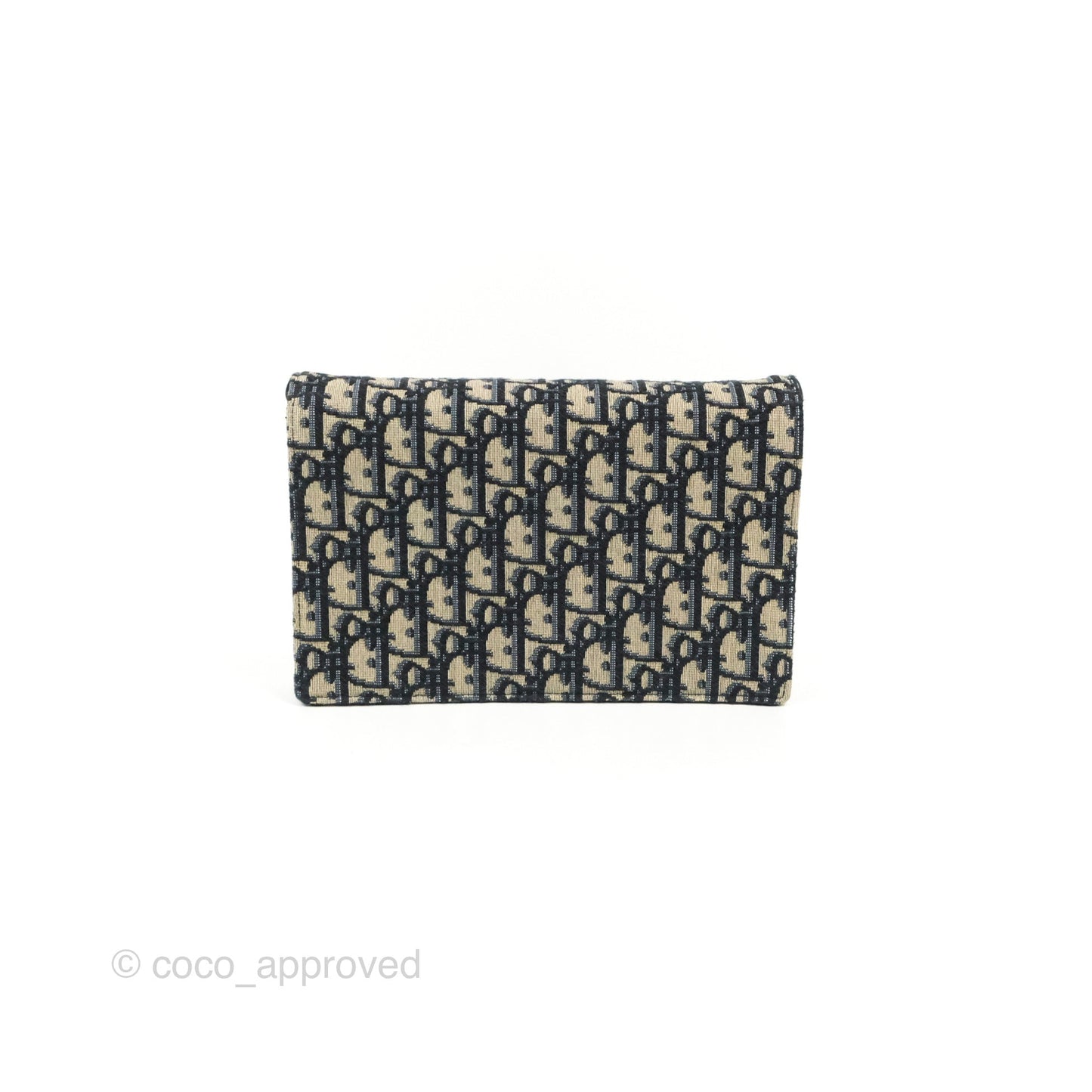 Christian Dior Saddle Chain Pouch Navy Oblique Jacquard
