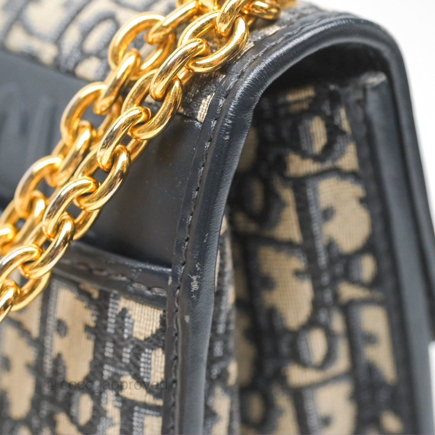 Christian Dior 30 Montaigne with Chain Blue Dior Oblique Jacquard