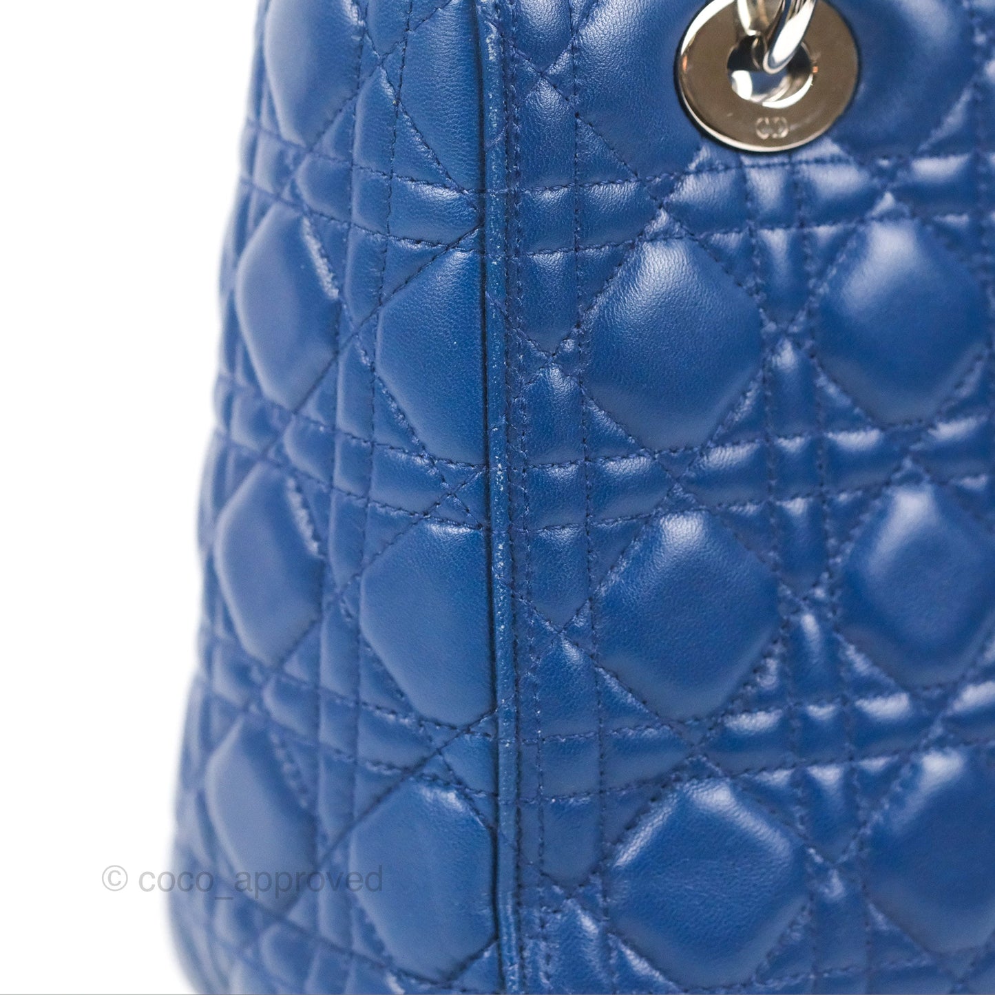 Christian Dior Medium Lady Dior Cannage Dark Blue Lambskin Silver Hardware