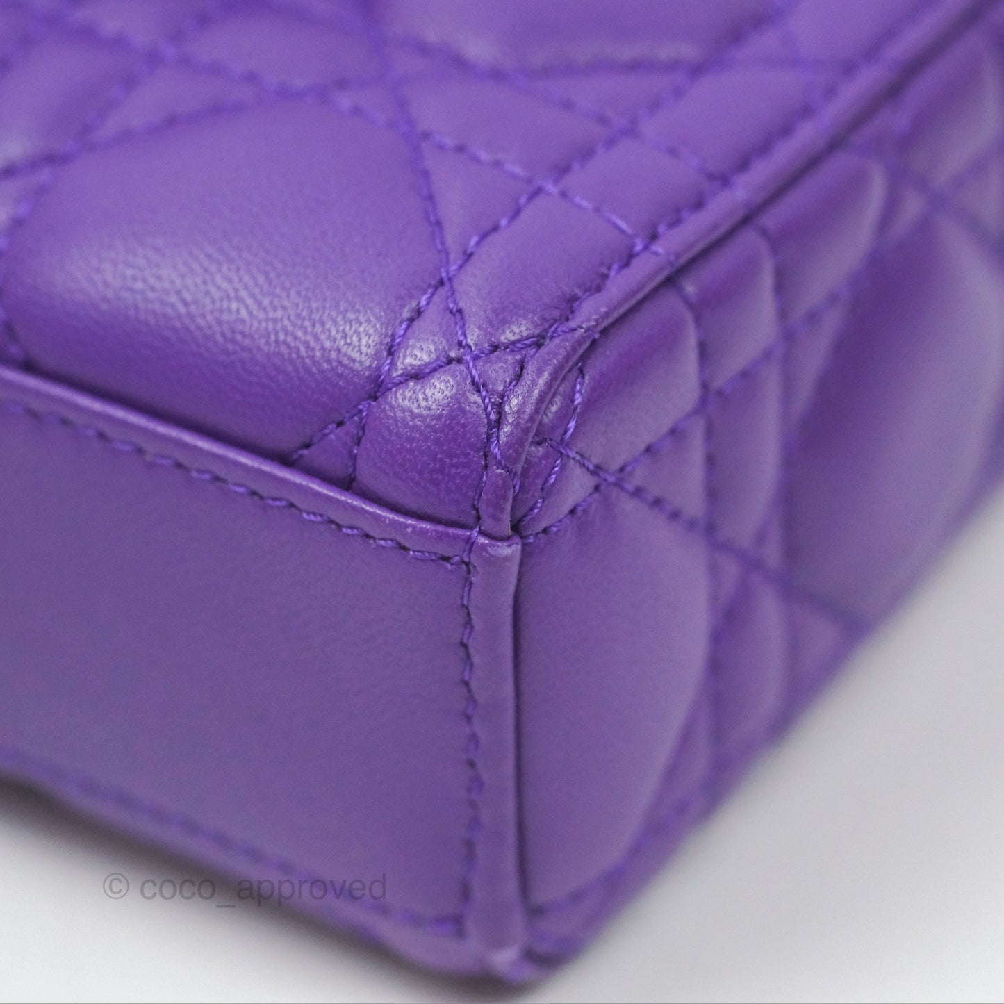 Dior Small Lady D-Joy Bag Purple Lambskin Cannage Gold Hardware