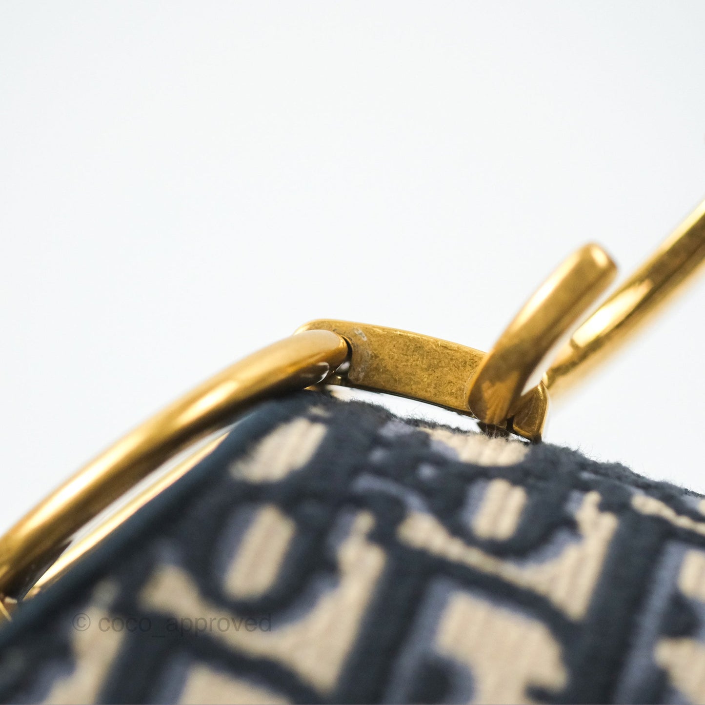 Christian Dior Navy Saddle Bag Dior Oblique Embroidery Gold Hardware