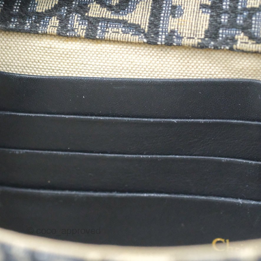 Christian Dior Saddle Chain Pouch Navy Oblique Jacquard