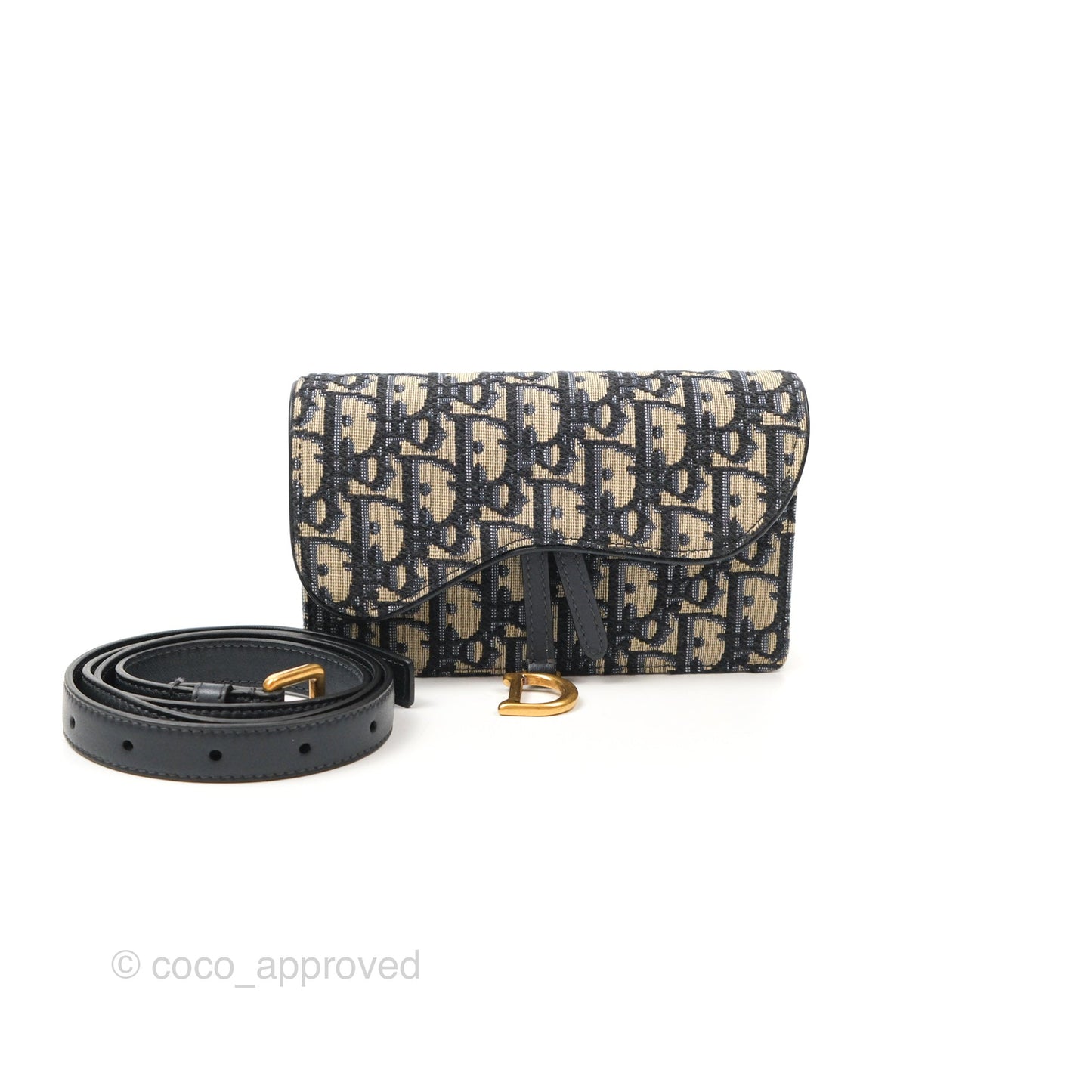 Christian Dior Blue Dior Oblique Jacquard Saddle Belt Pouch