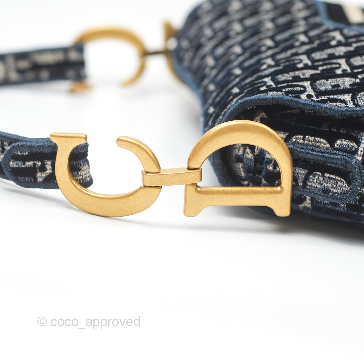 Christian Dior Saddle Bag Velvet Navy Dior Oblique Embroidery Gold Hardware