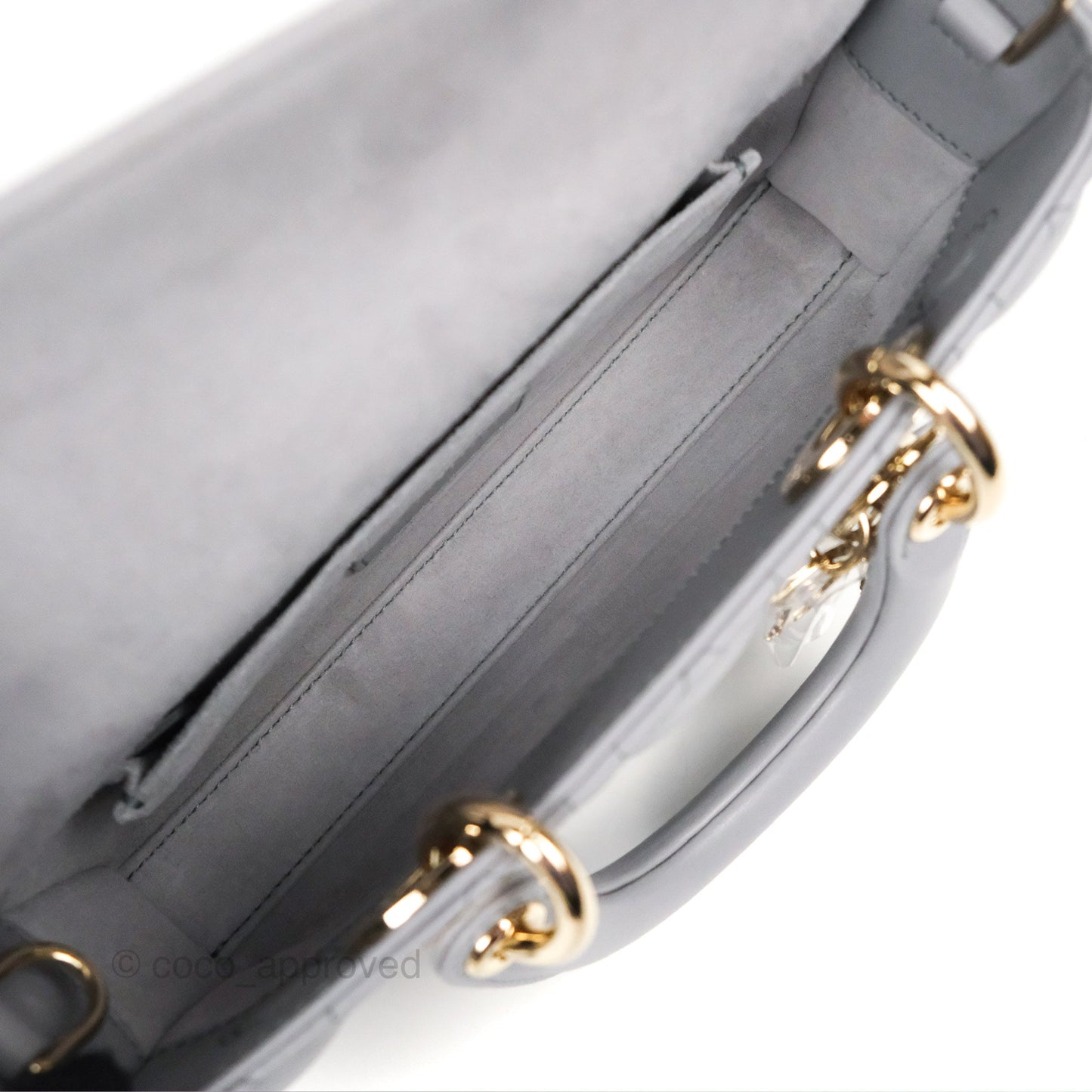 Dior Small Lady D-Joy Bag Grey Lambskin Cannage Gold Hardware