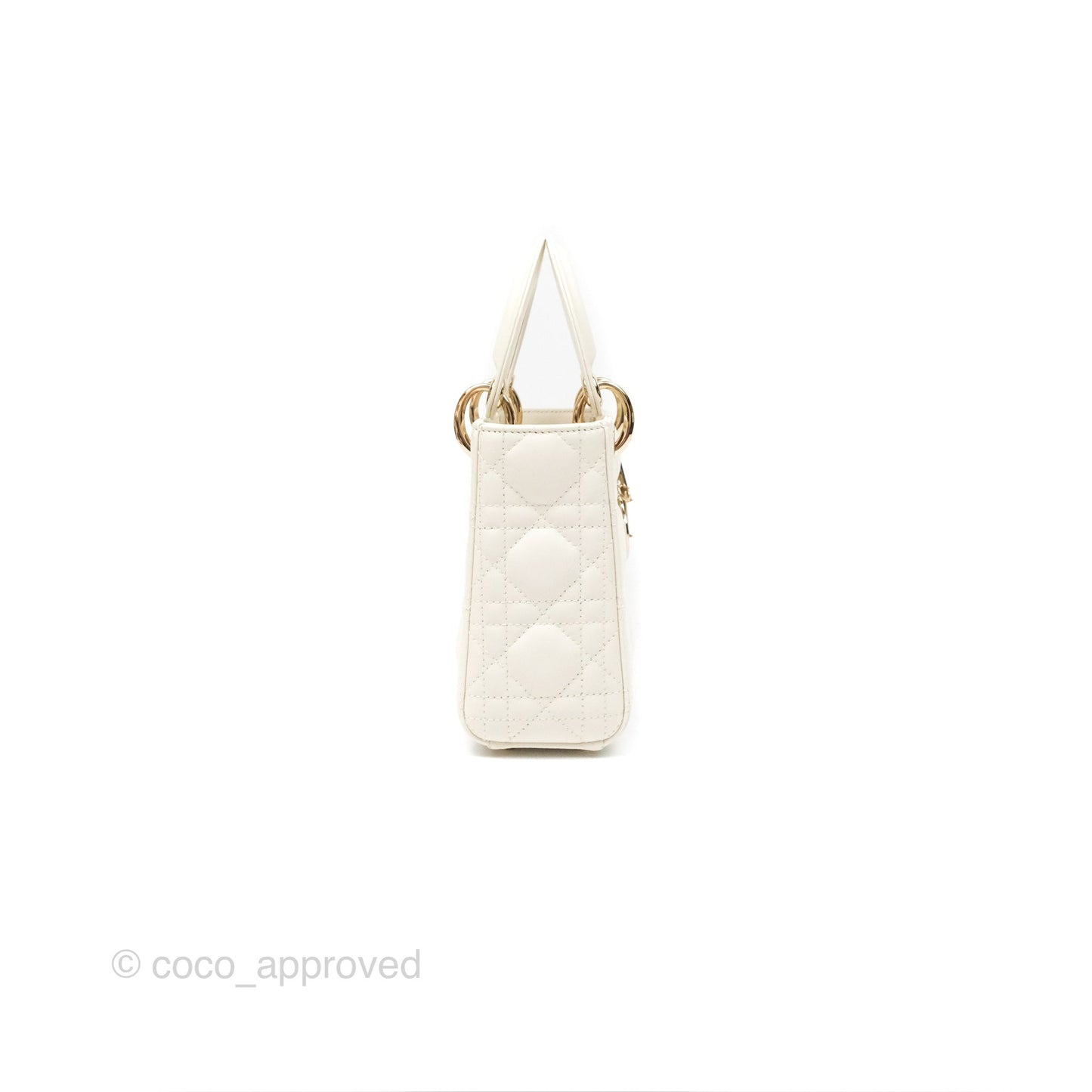 Christian Dior Mini Lady Dior Latte Cannage Lambskin Gold Hardware