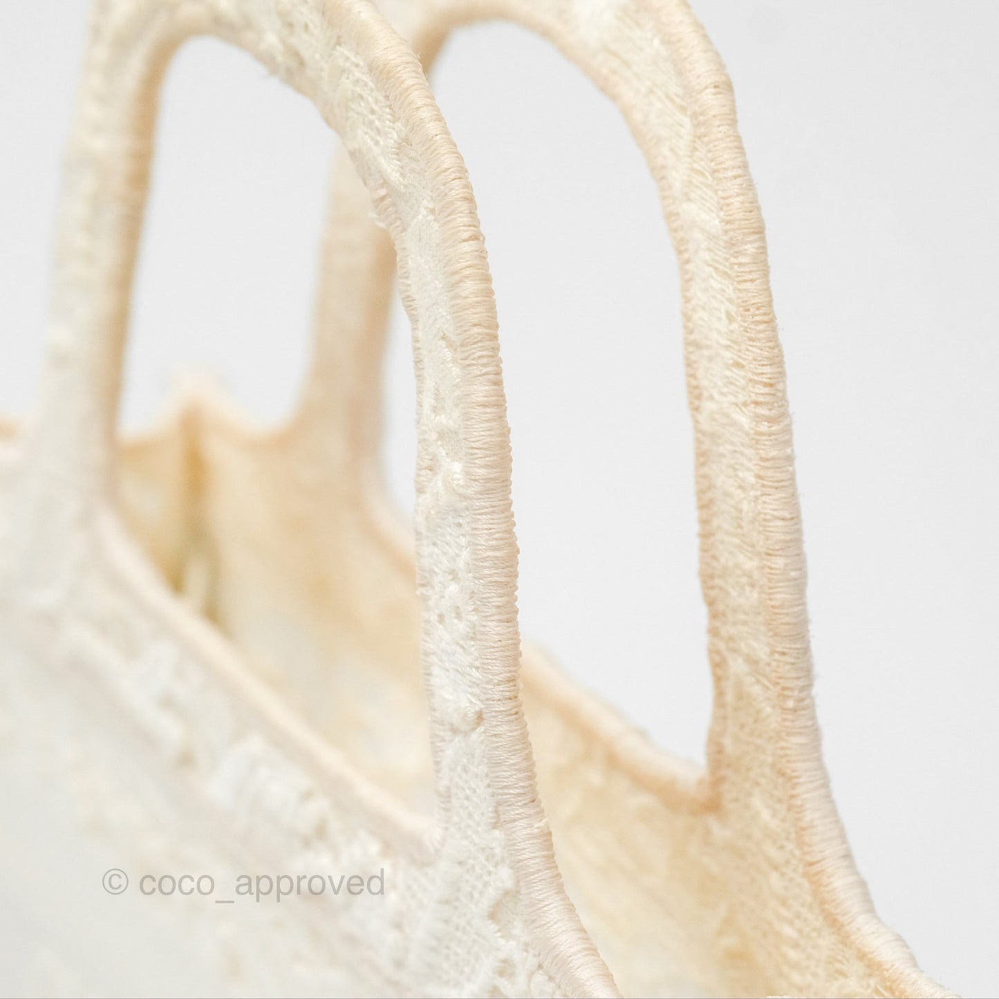 Dior Mini Book Tote Natural Macramé-Effect Embroidery