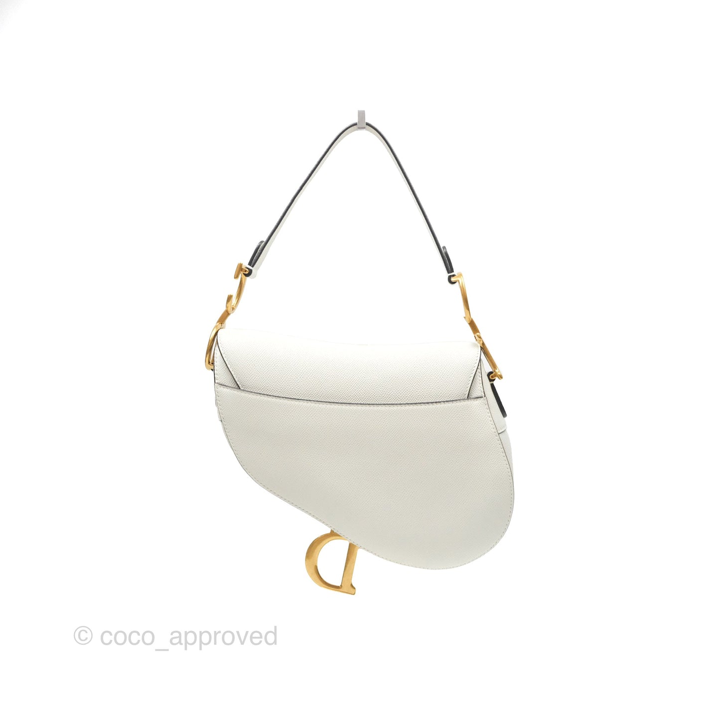 Christian Dior Saddle Bag White Grained Calfskin Gold Hardware