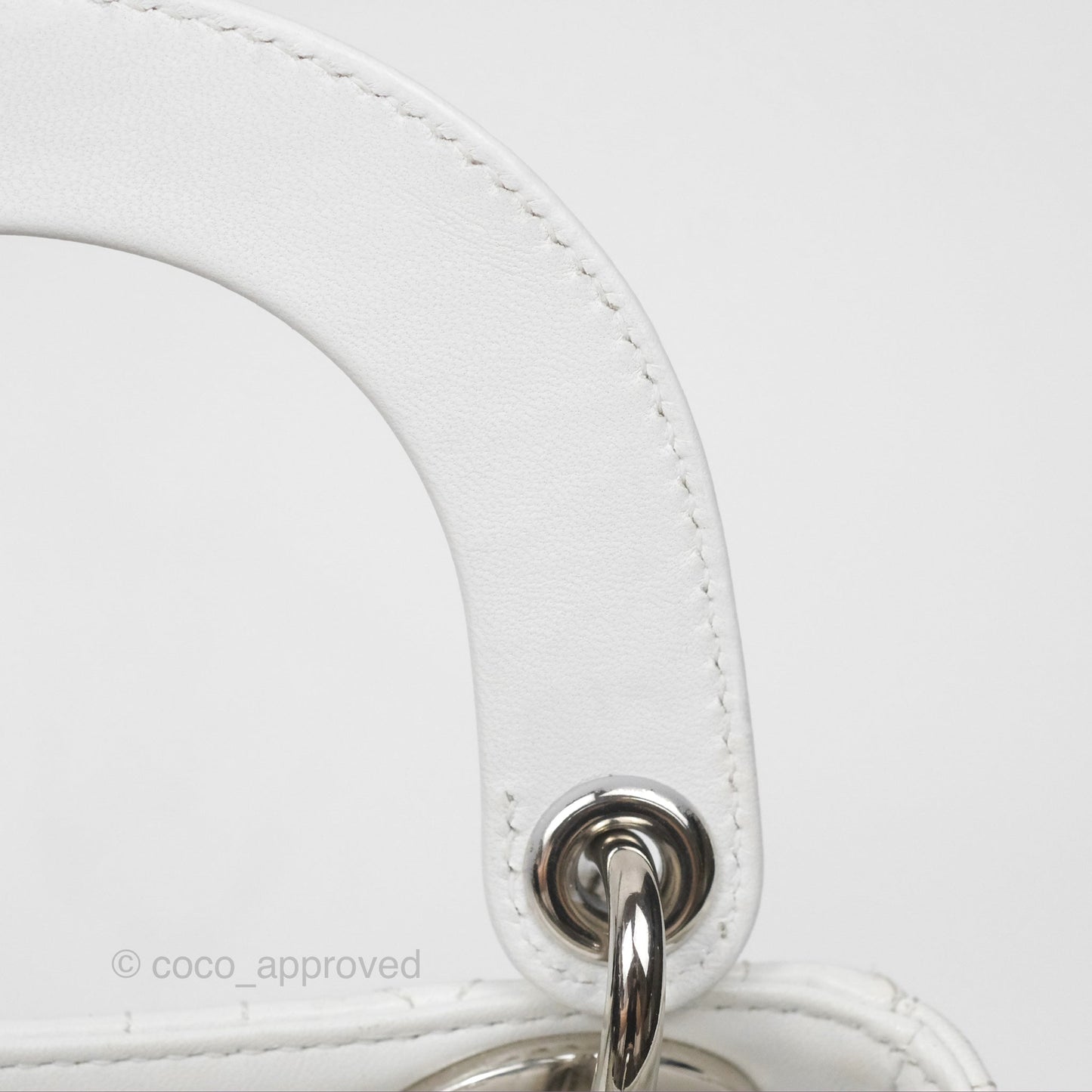 Christian Dior Cannage Mini Lady Dior White Silver Hardware