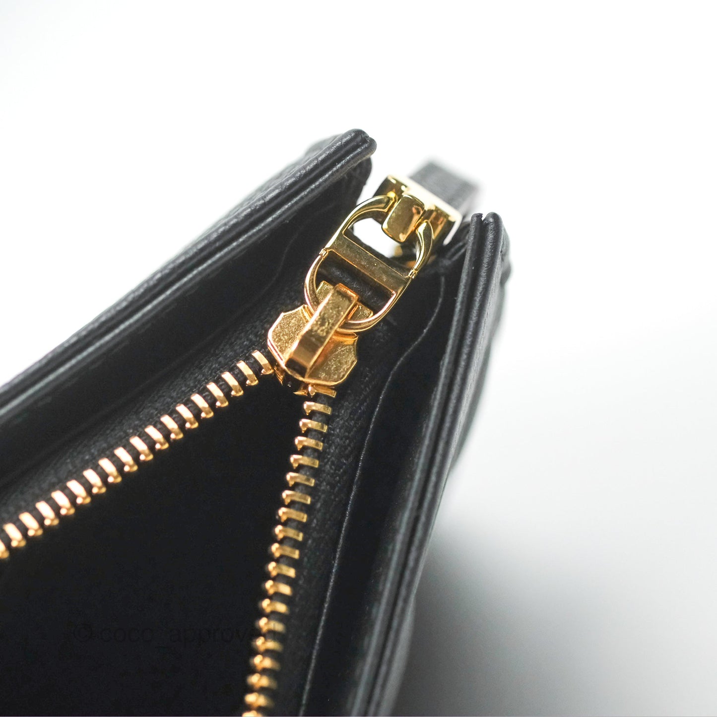 Dior Caro Zipped Pouch With Chain Black Cannage Calfskin