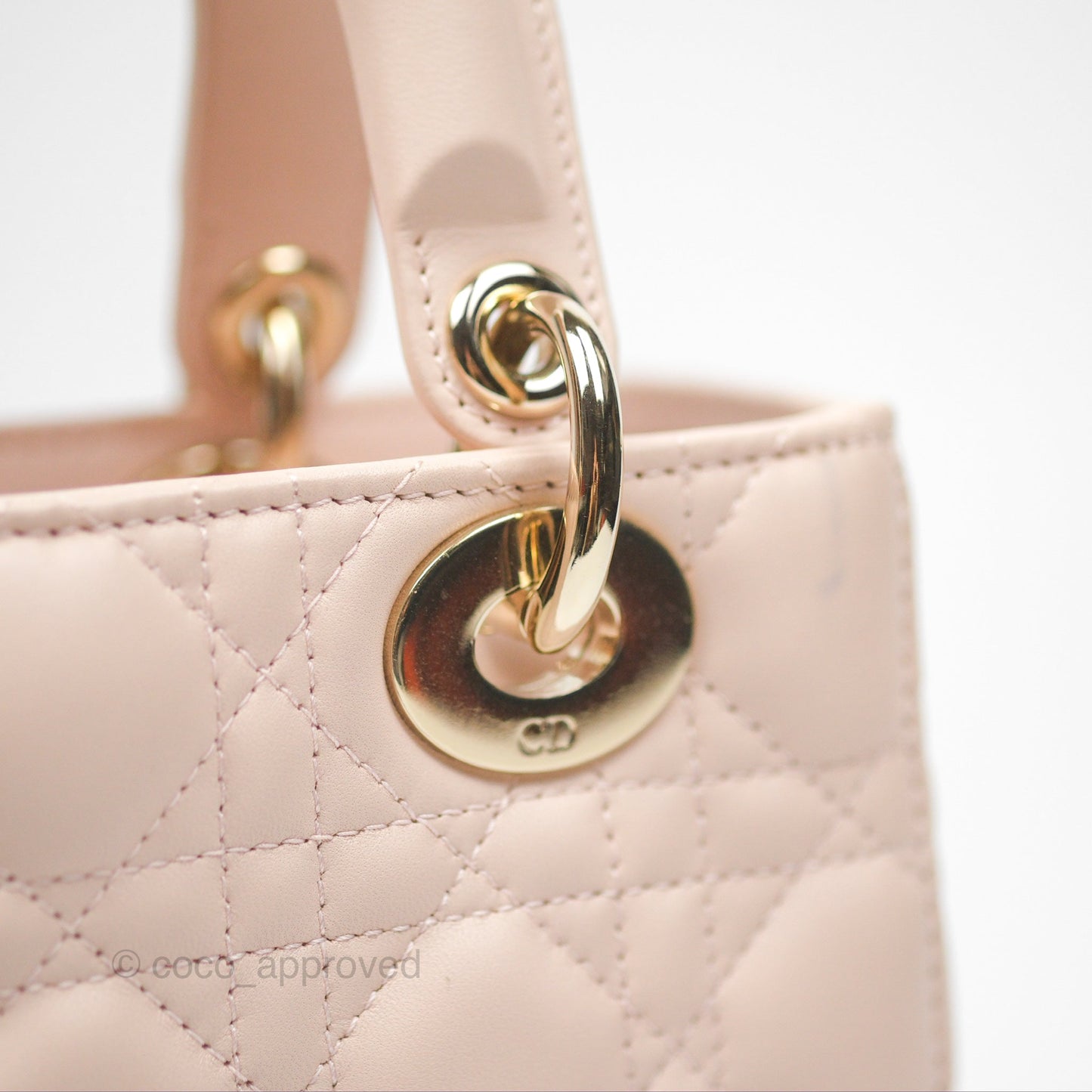 Christian Dior My ABCDior Lady Dior Pale Pink Cannage Lambskin Gold Hardware
