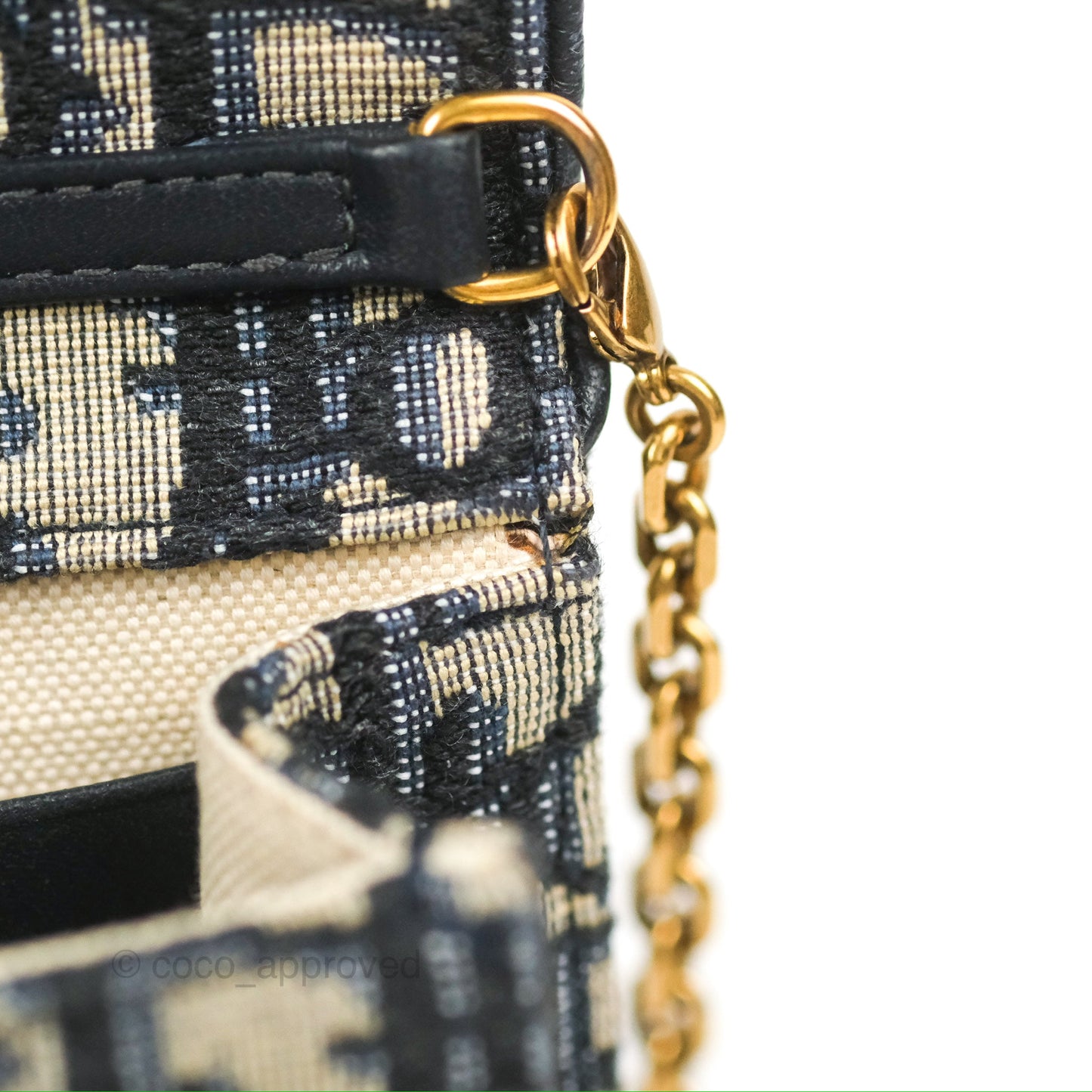Christian Dior Saddle Chain Pouch Navy Oblique Jacquard
