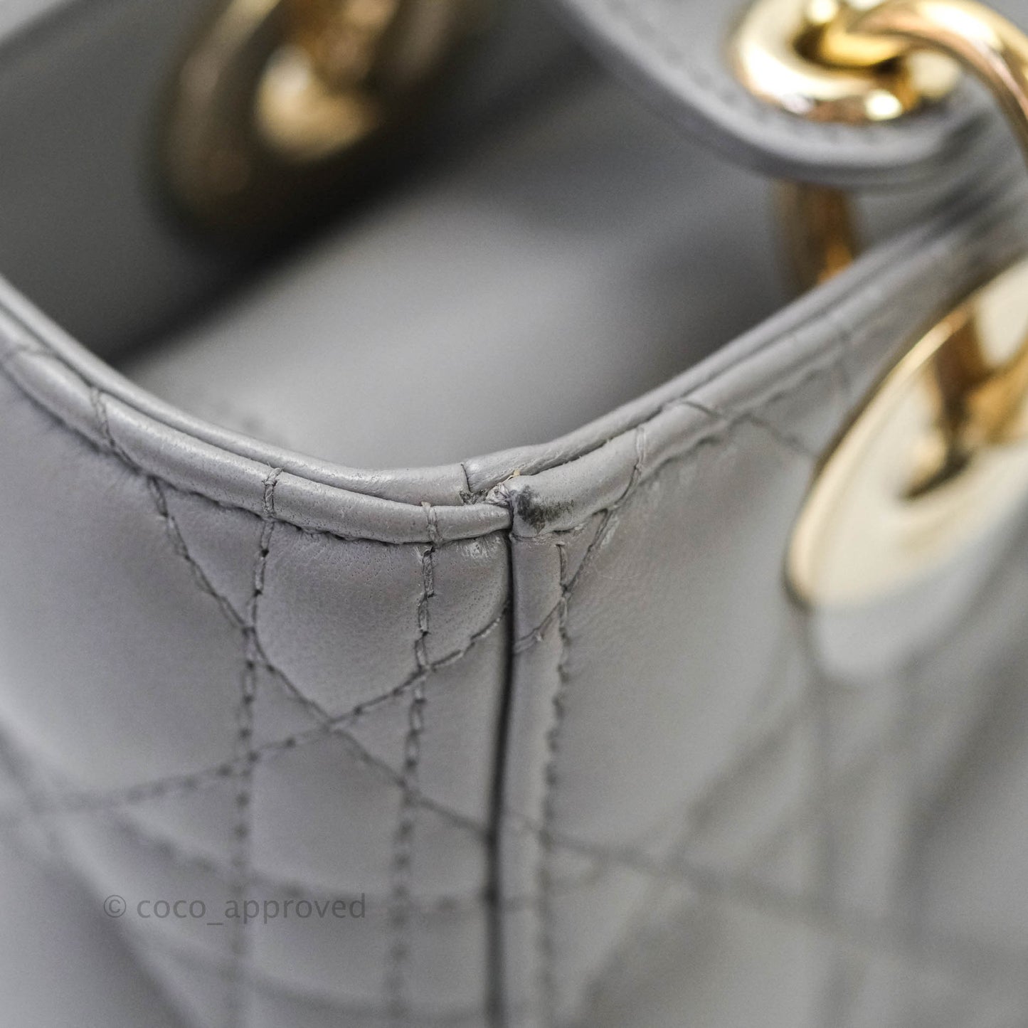 Christian Dior Lambskin My ABCDior Lady Dior Grey Gold Hardware