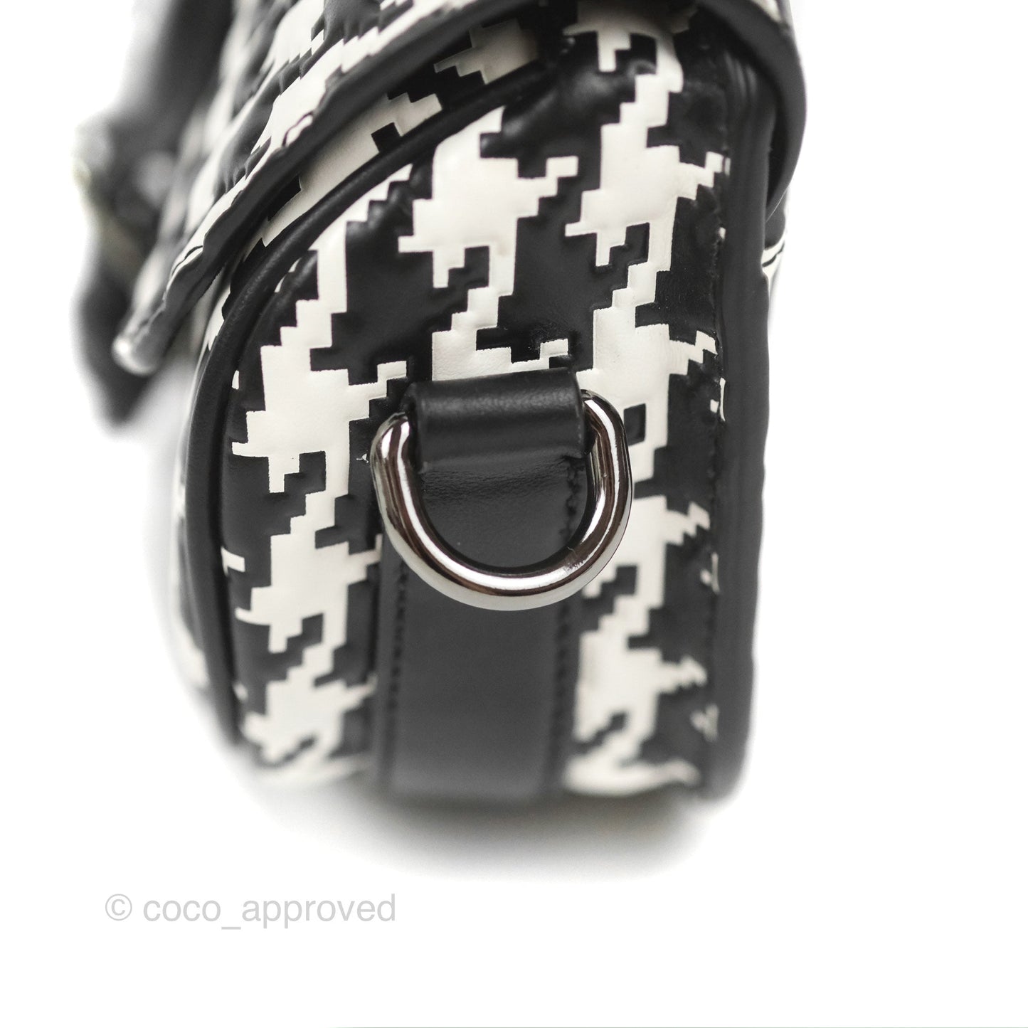 Christian Dior Bobby East-West Bag Black And White Houndstooth Embossed Calfskin