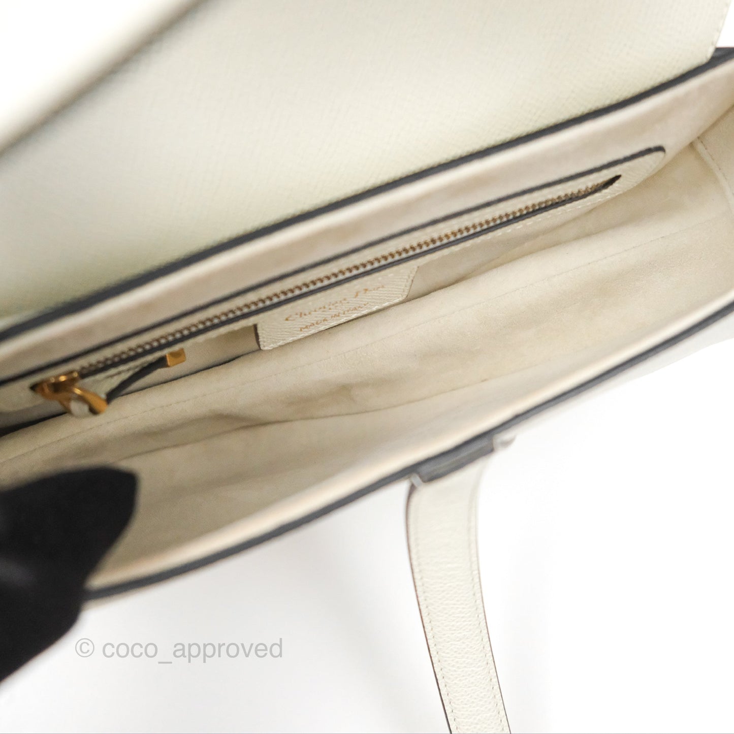 Christian Dior Saddle Bag White Grained Calfskin Gold Hardware