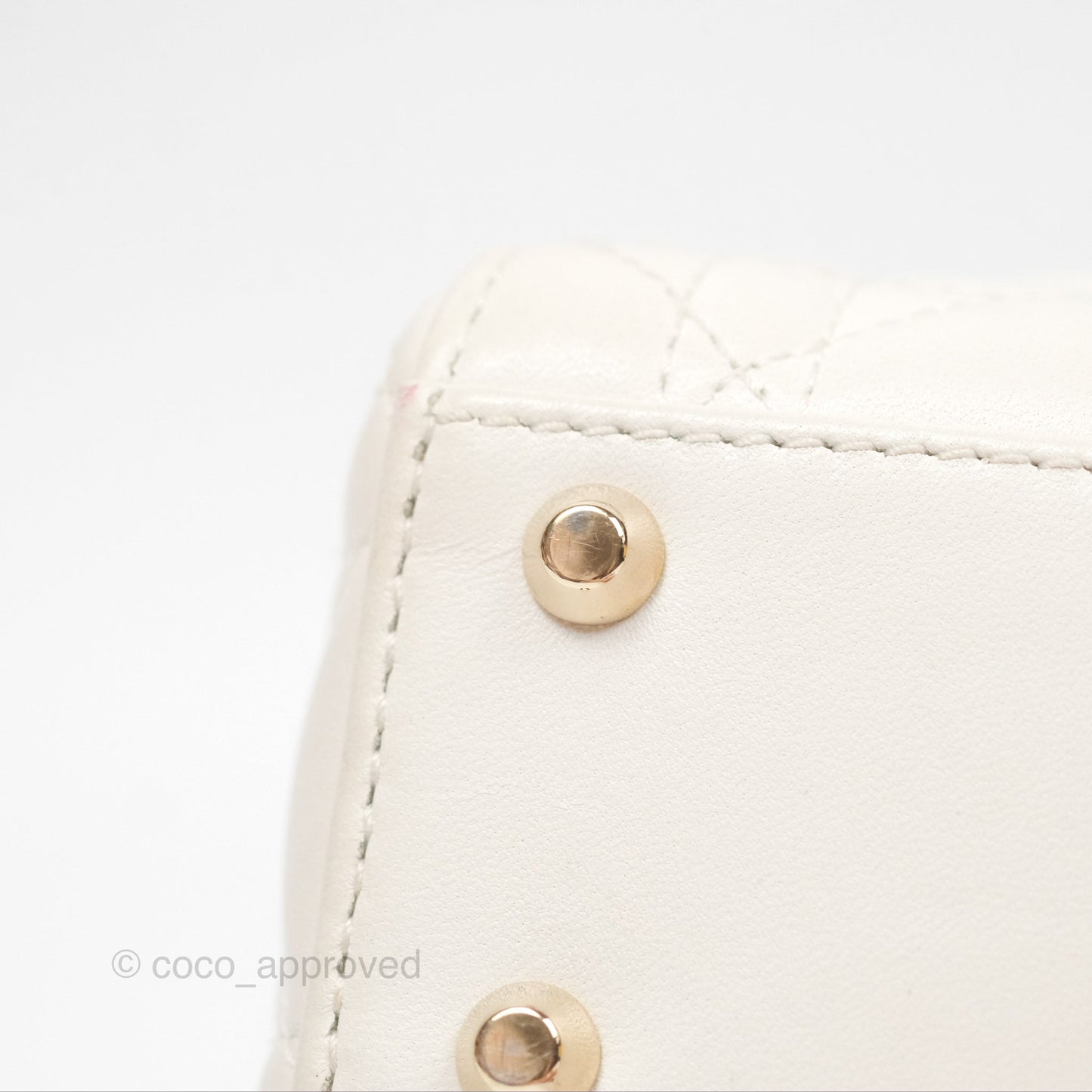 Christian Dior Cannage Mini Lady Dior White Gold Hardware