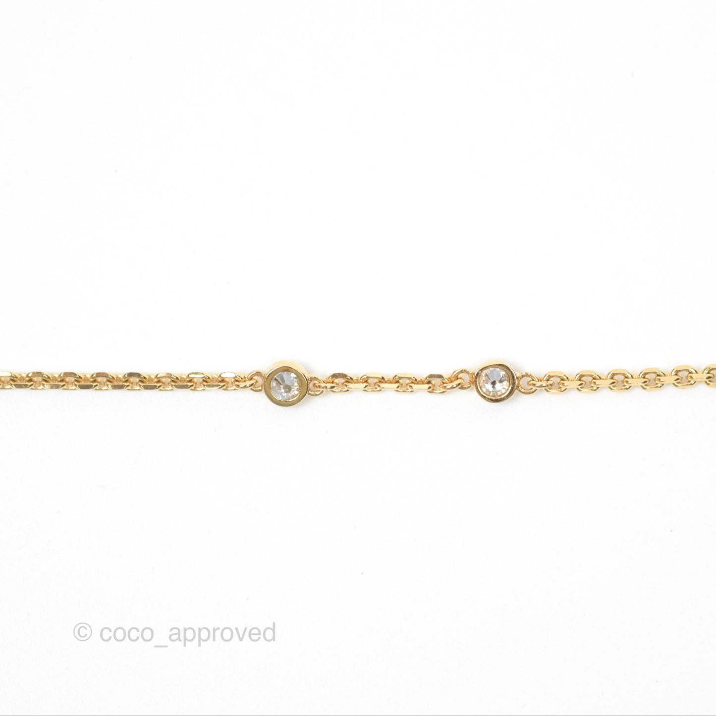 Christian Dior Petit CD Double Necklace Crystals Gold Tone