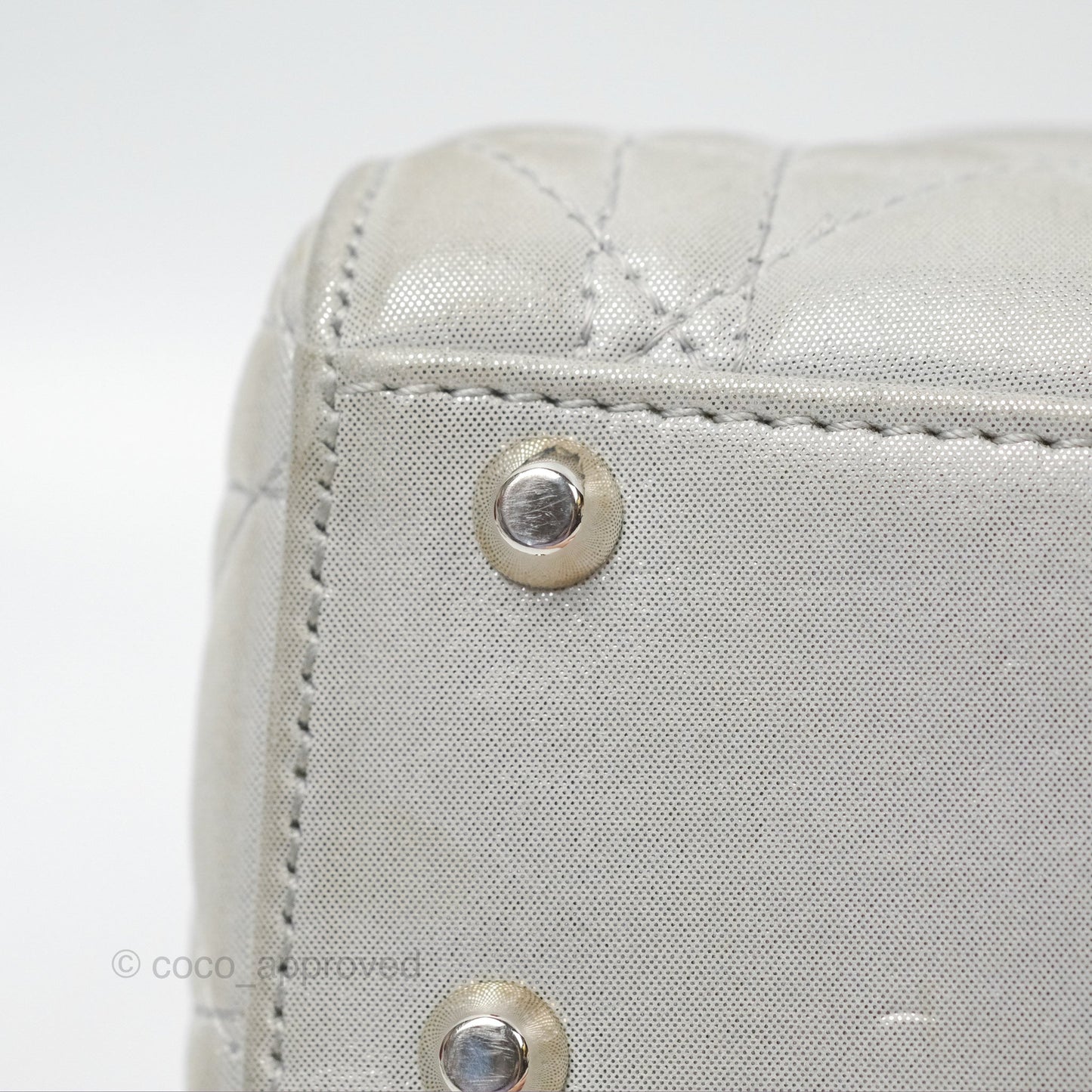 Christian Dior Mini Lady Dior Metallic Silver Nubuck Silver Hardware