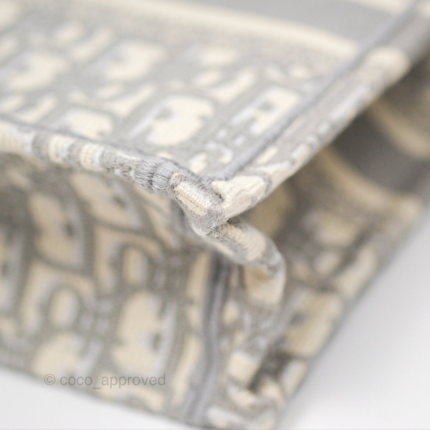 Dior Mini Vertical Gray Oblique Embroidery Book Tote