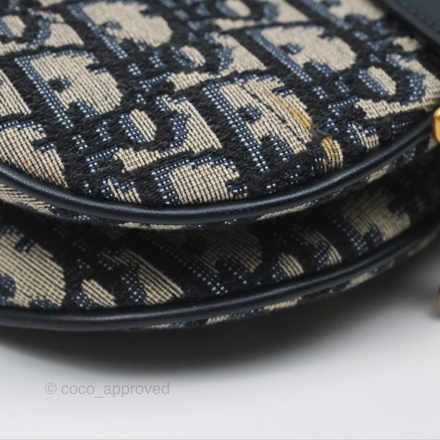 Christian Dior Mini Saddle Bag Blue Oblique Jacquard Gold Hardware