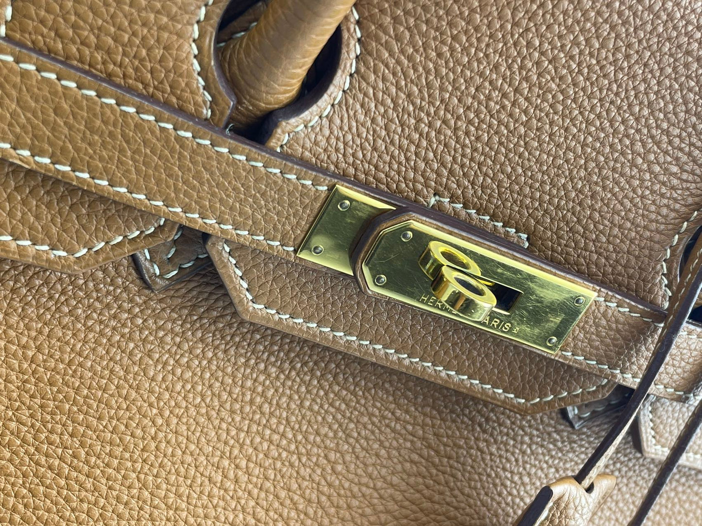 Hermes Birkin 35 in gold vintage Togo leather
