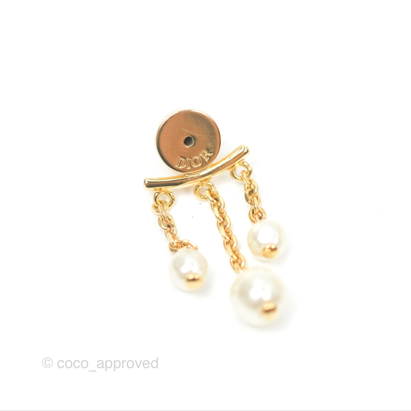 Christian Dior Crystal Pearl Drop Earrings Gold Tone