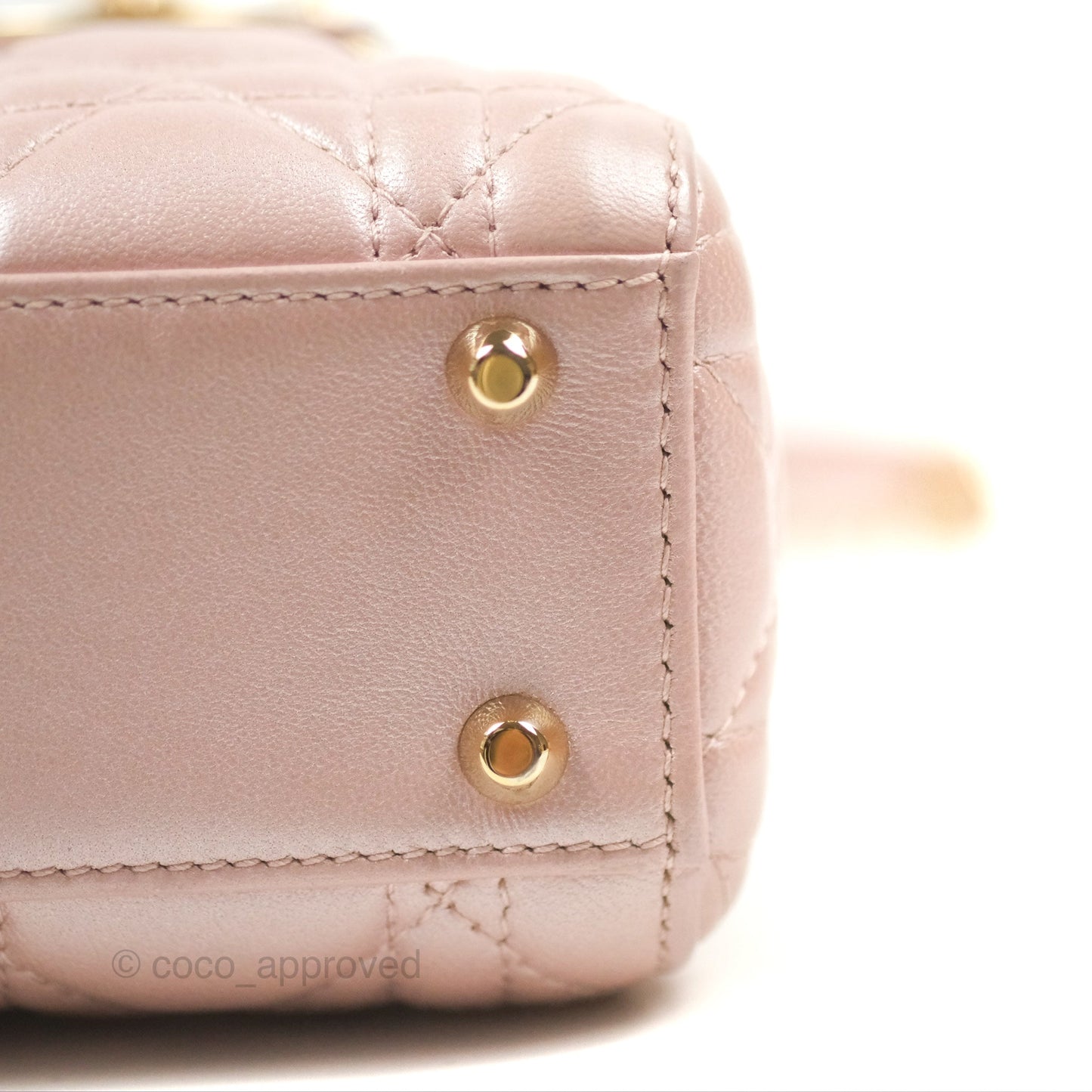 Christian Dior Mini Lady Dior Iridescent Light Pink Cannage Gold Hardware