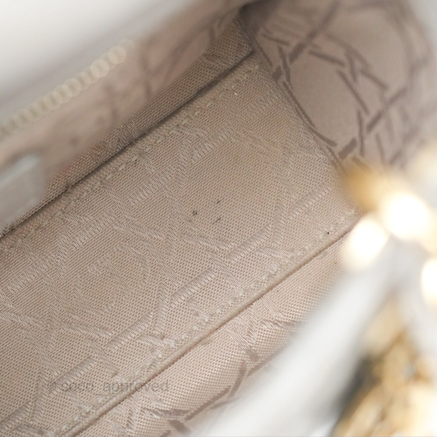 Christian Dior Mini Lady Dior Iridescent Light Grey Cannage Lambskin Gold Hardware