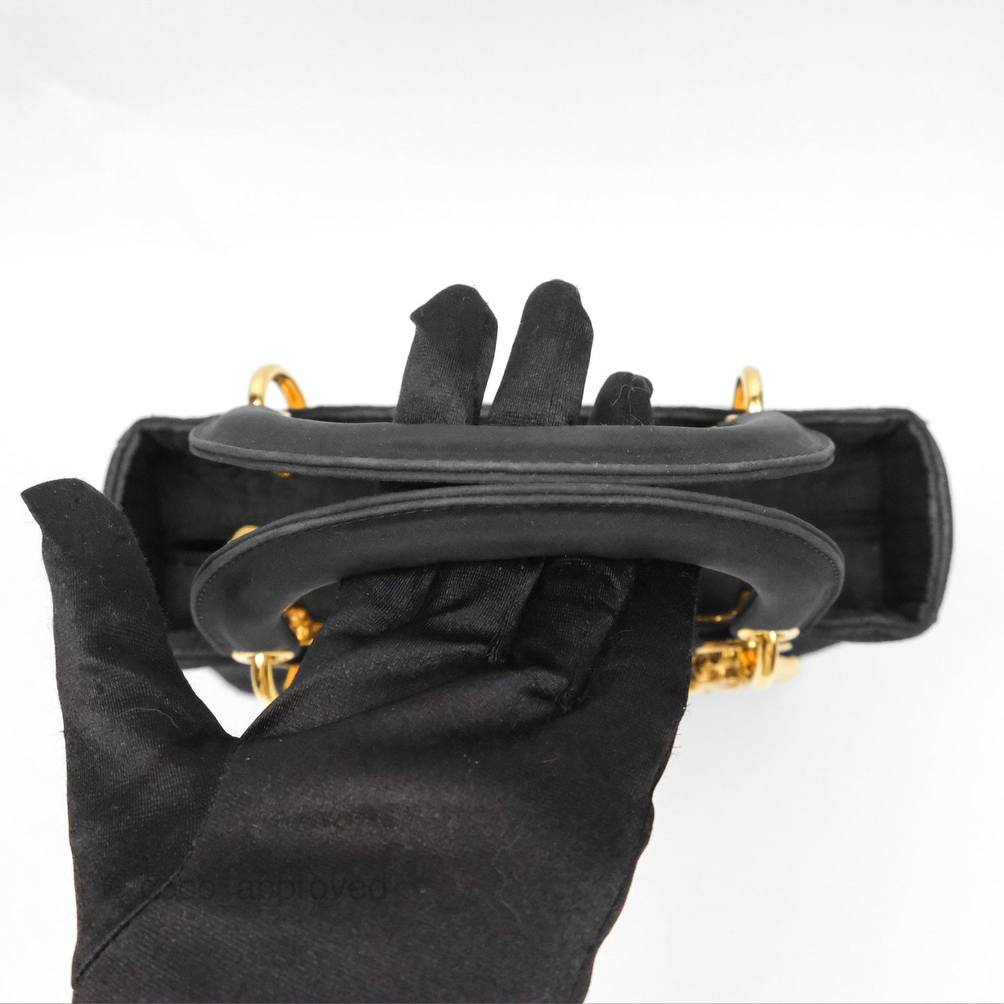 Christian Dior Vintage Medium Cannage Fabric Black Lady Dior Gold Hardware