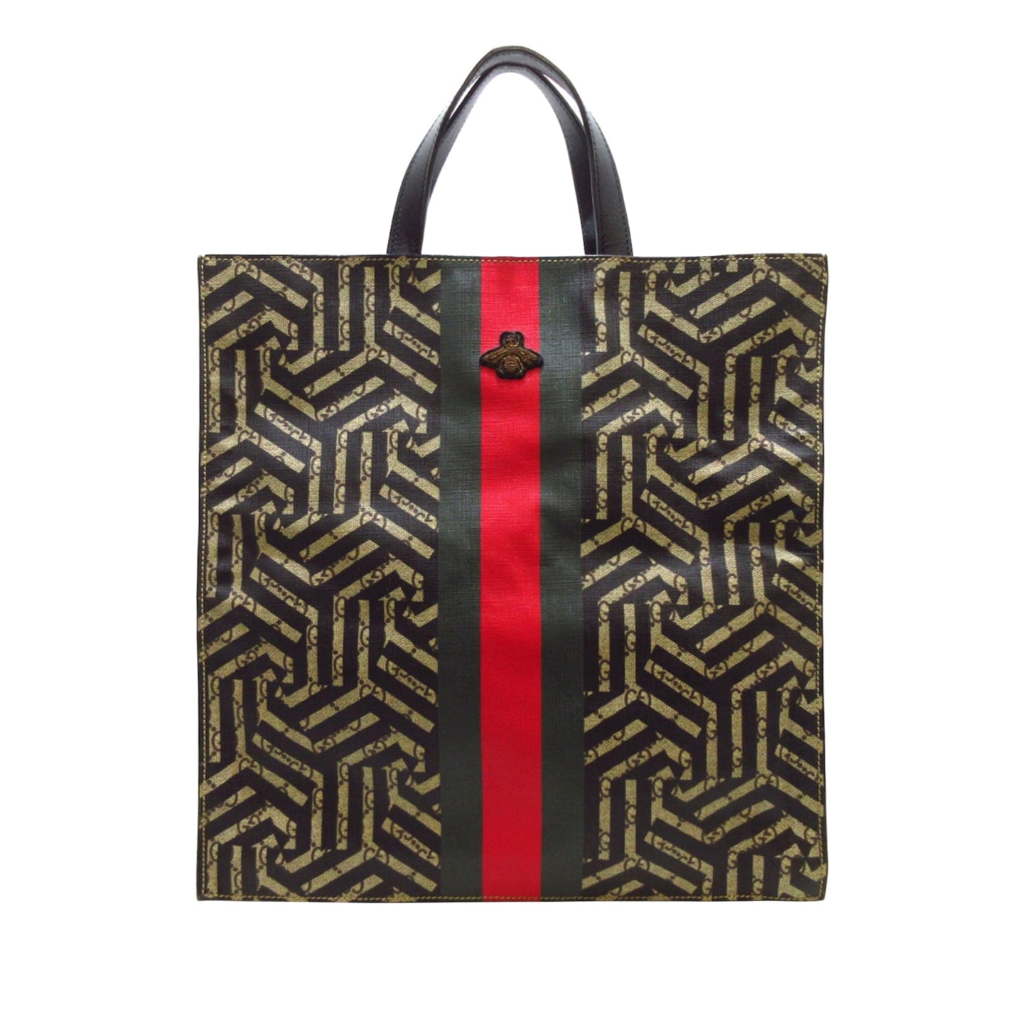 Brown Gucci GG Supreme Caleido Web Tote Satchel