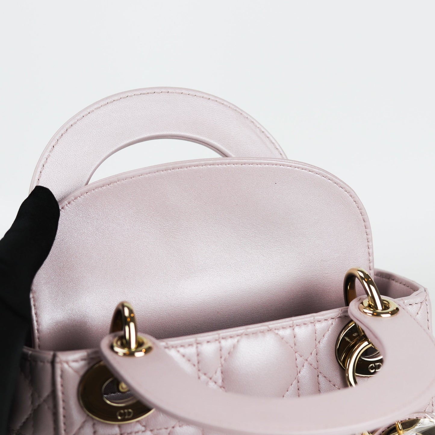 Mini Lady Dior Bag In Baby Pearly Pink with Light Gold Hardware