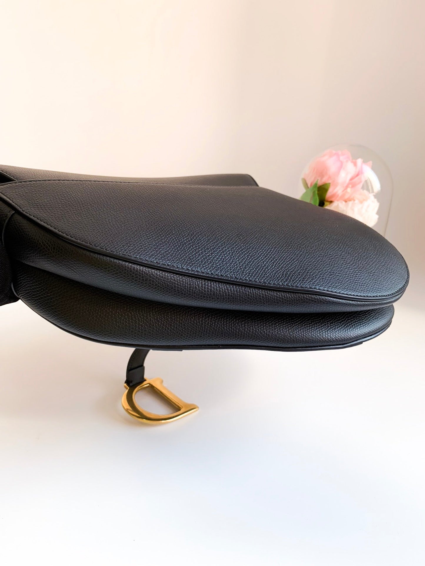 Dior Saddle Medium Black Grained Calfskin GHW