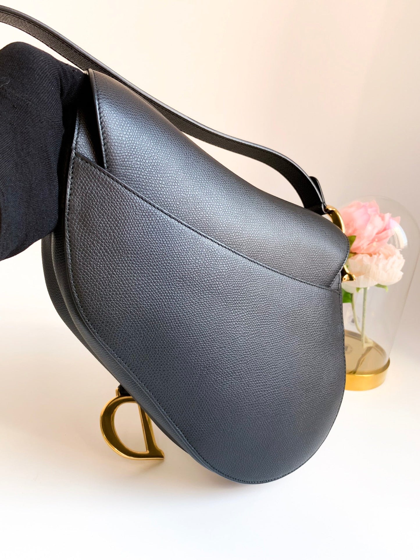 Dior Saddle Medium Black Grained Calfskin GHW