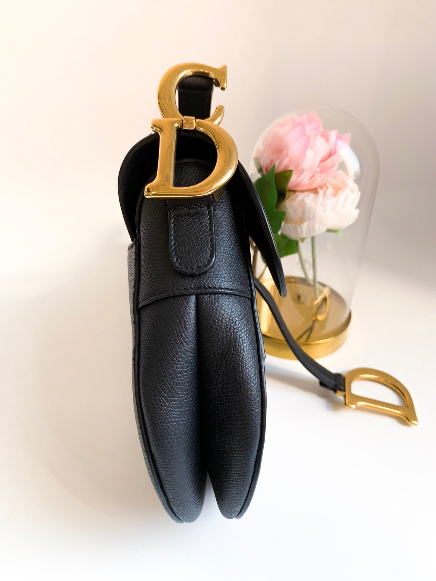 Dior Saddle Medium Black Grained Calfskin GHW