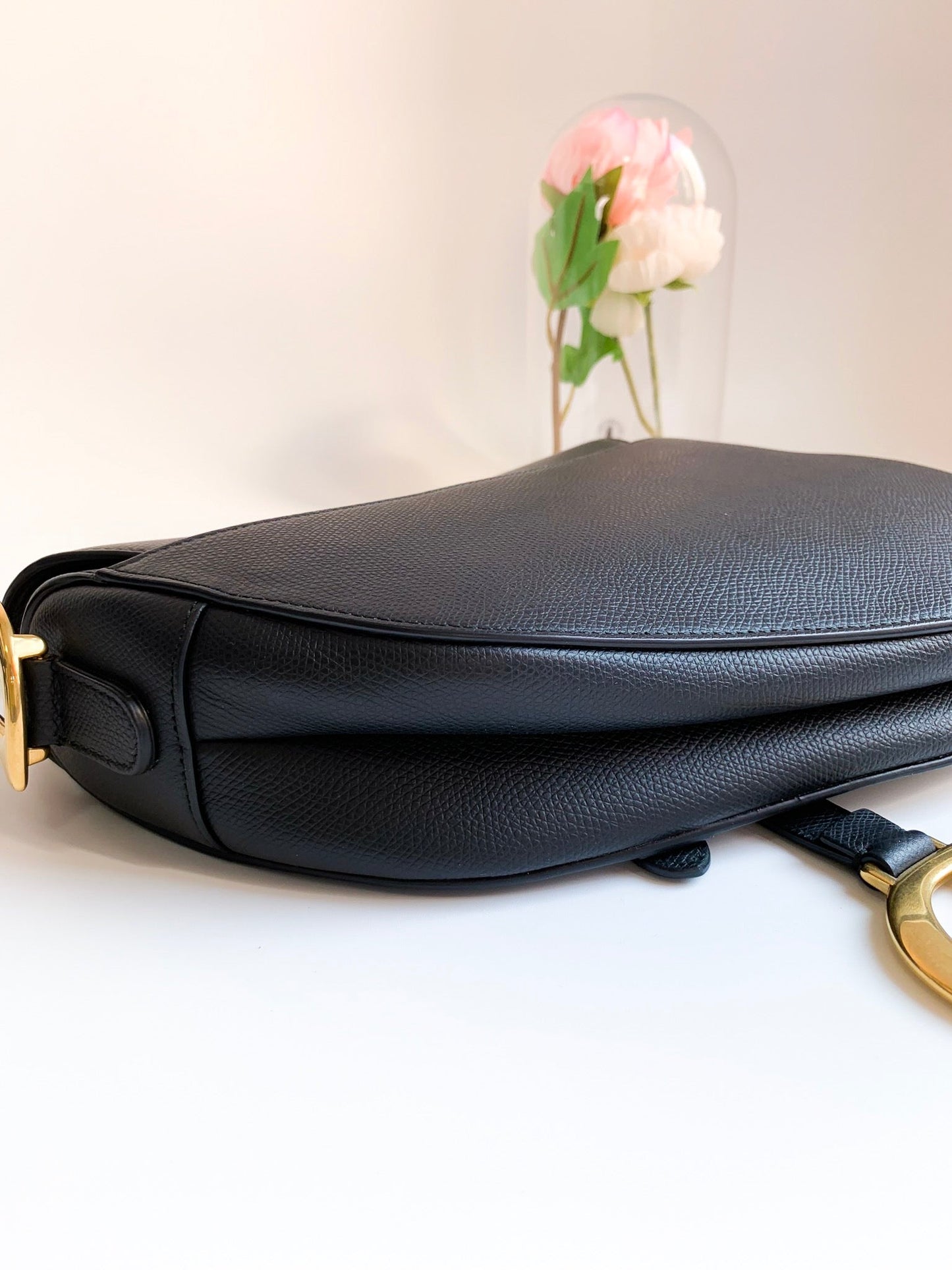 Dior Saddle Medium Black Grained Calfskin GHW