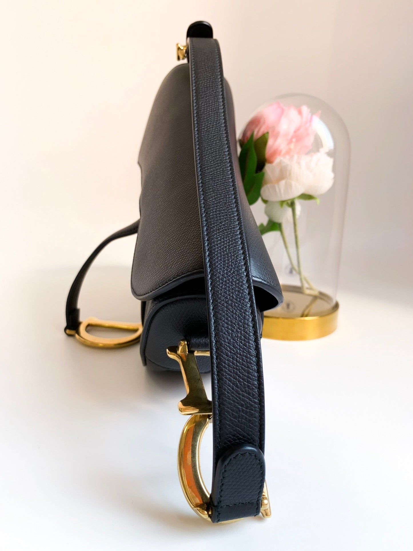 Dior Saddle Medium Black Grained Calfskin GHW