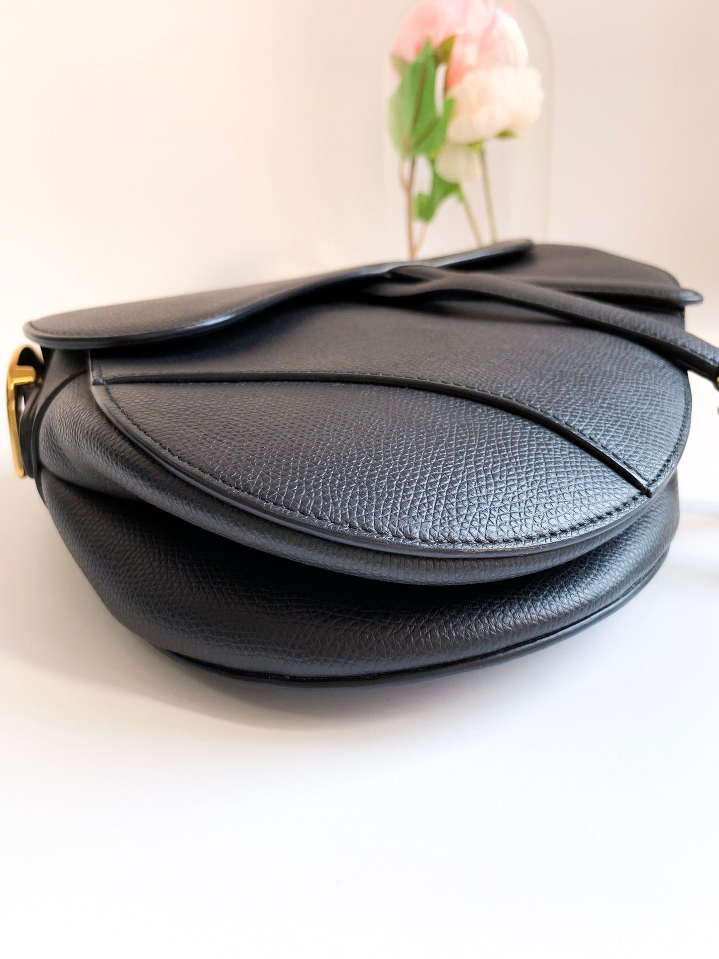 Dior Saddle Medium Black Grained Calfskin GHW