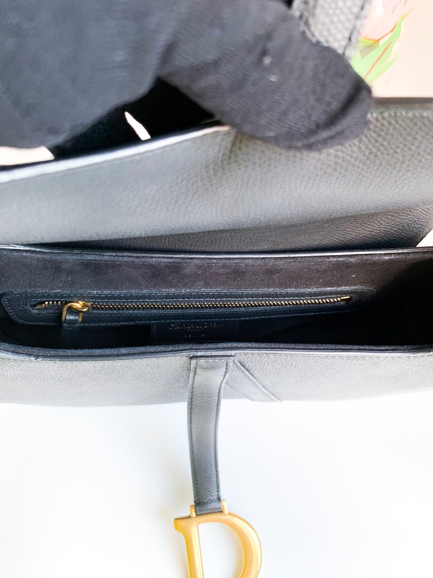 Dior Saddle Medium Black Grained Calfskin GHW