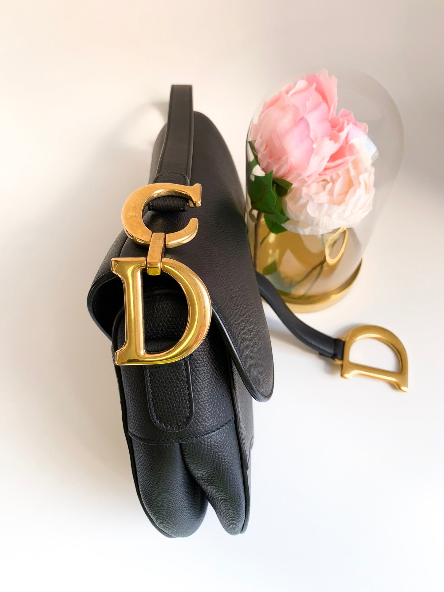 Dior Saddle Medium Black Grained Calfskin GHW