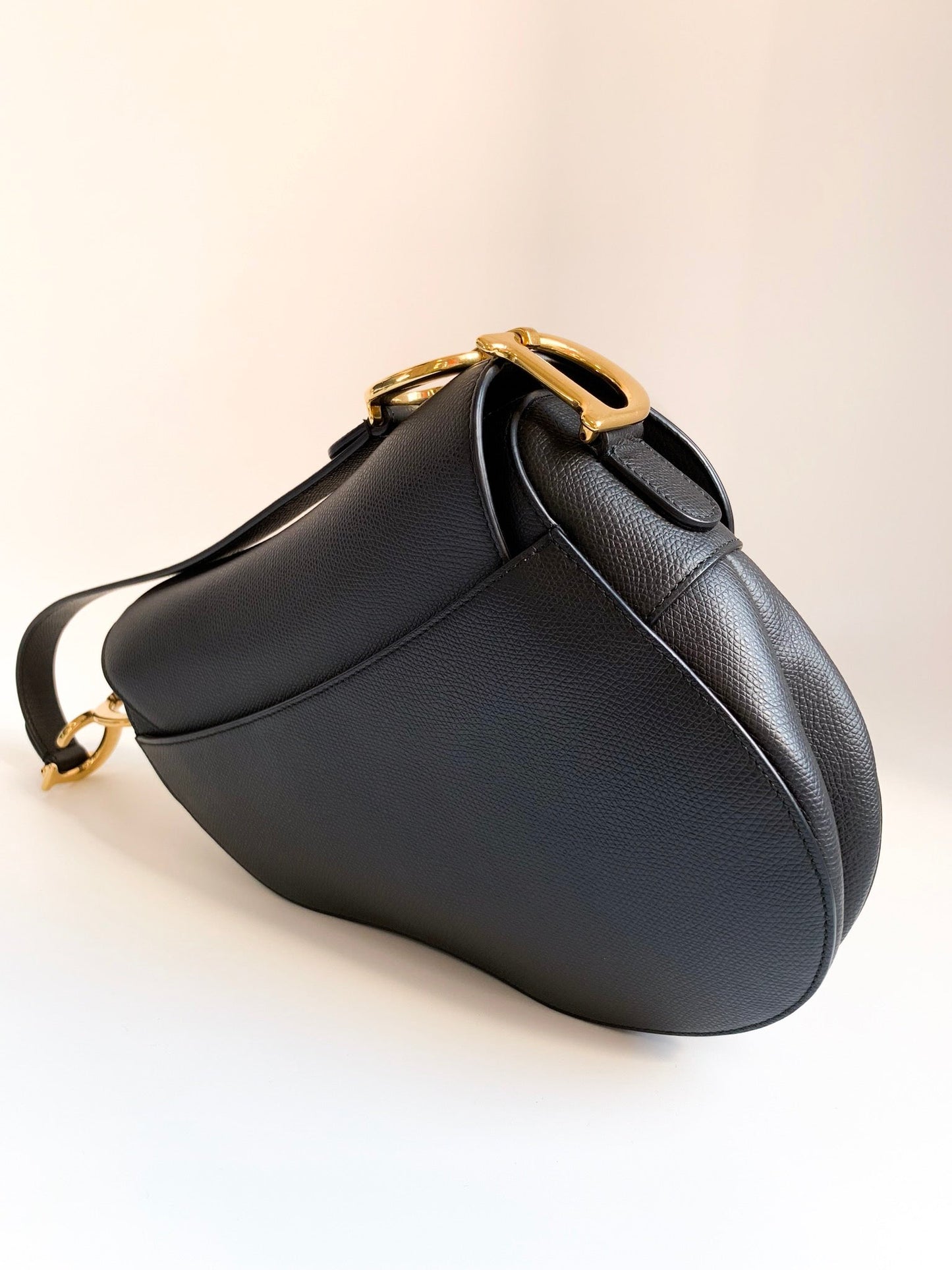 Dior Saddle Medium Black Grained Calfskin GHW
