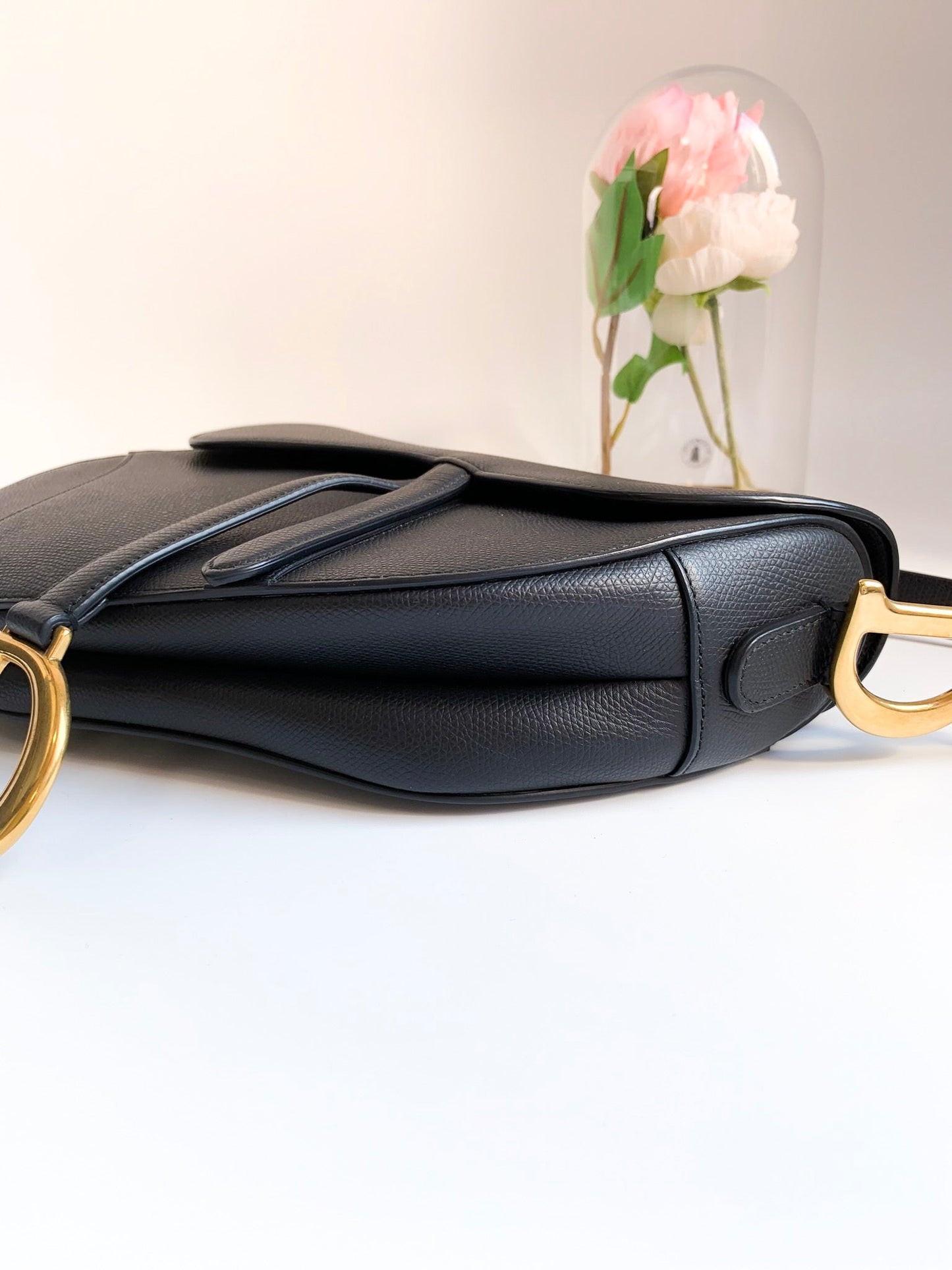 Dior Saddle Medium Black Grained Calfskin GHW